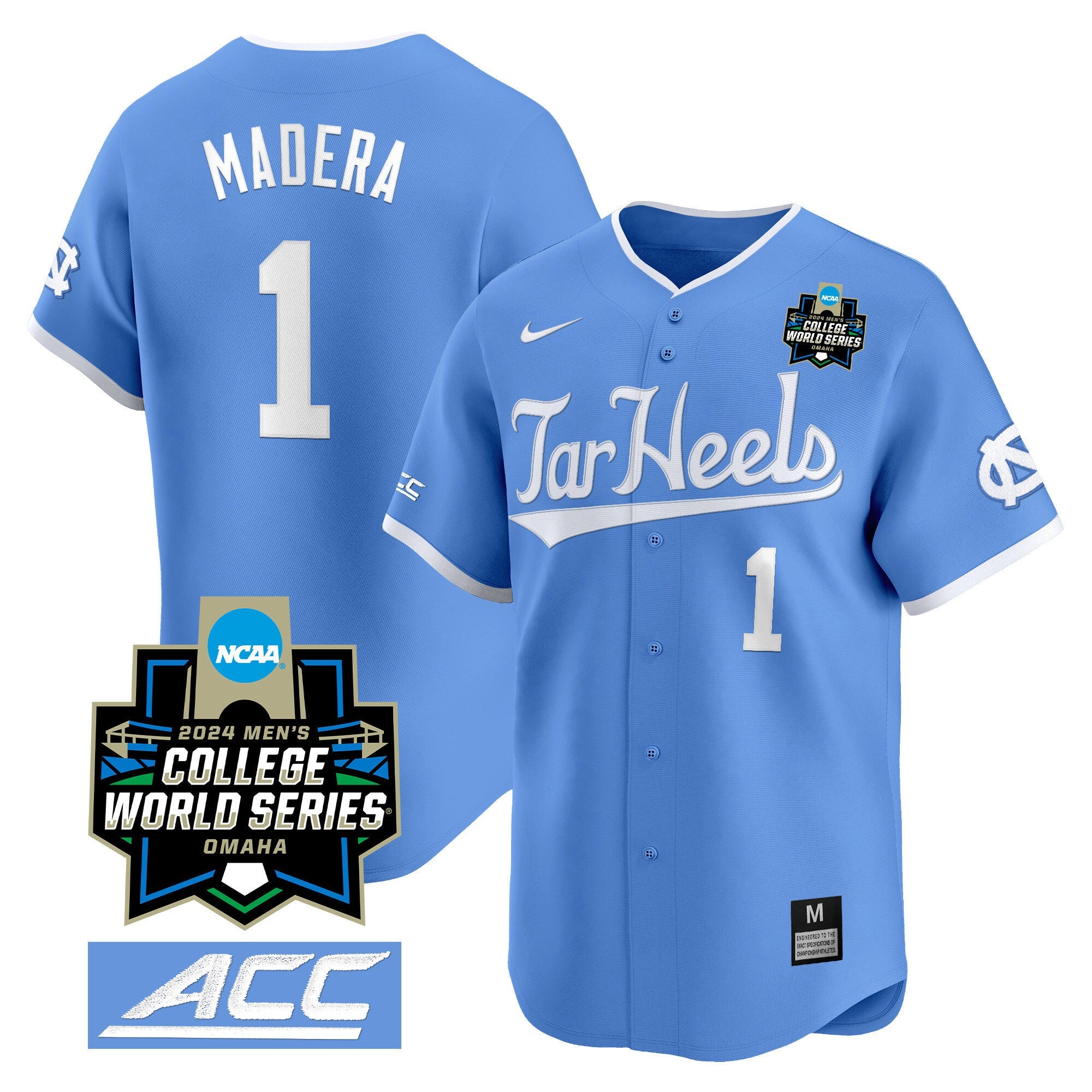 Men's North Carolina Tar Heels 2024 College World Series Vapor Premier Limited Jersey - All Stitched