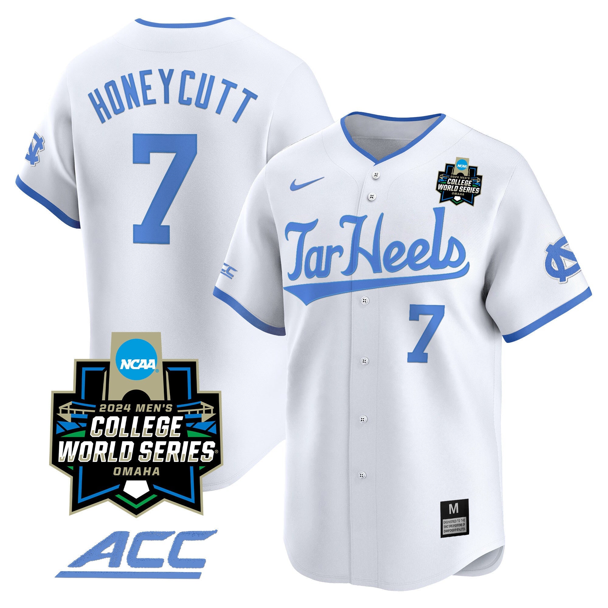 Men's North Carolina Tar Heels 2024 College World Series Vapor Premier Limited Jersey - All Stitched