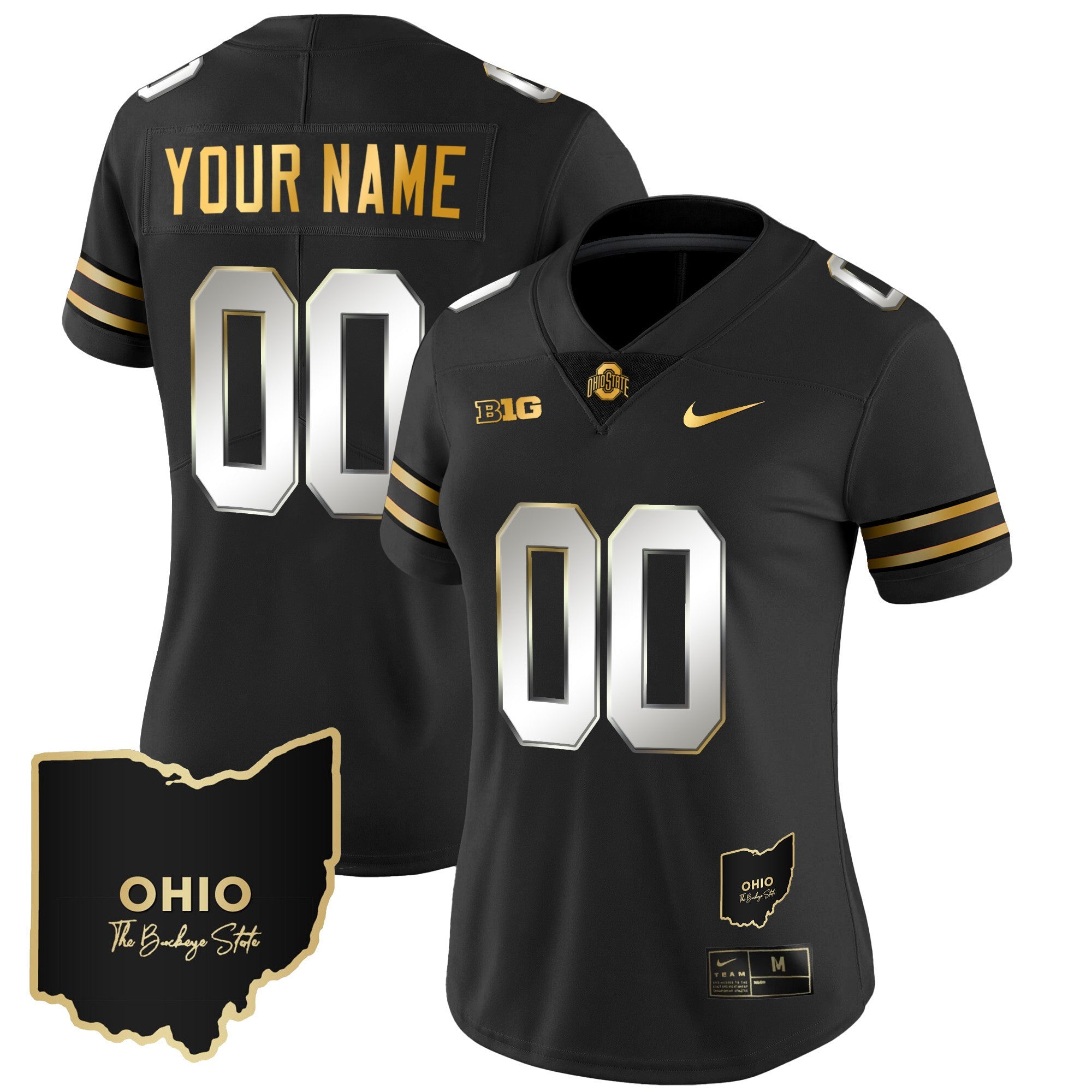 Ohio State Buckeyes 2023 Vapor Limited Gold Custom Jersey - Ohio Patch - All Stitched