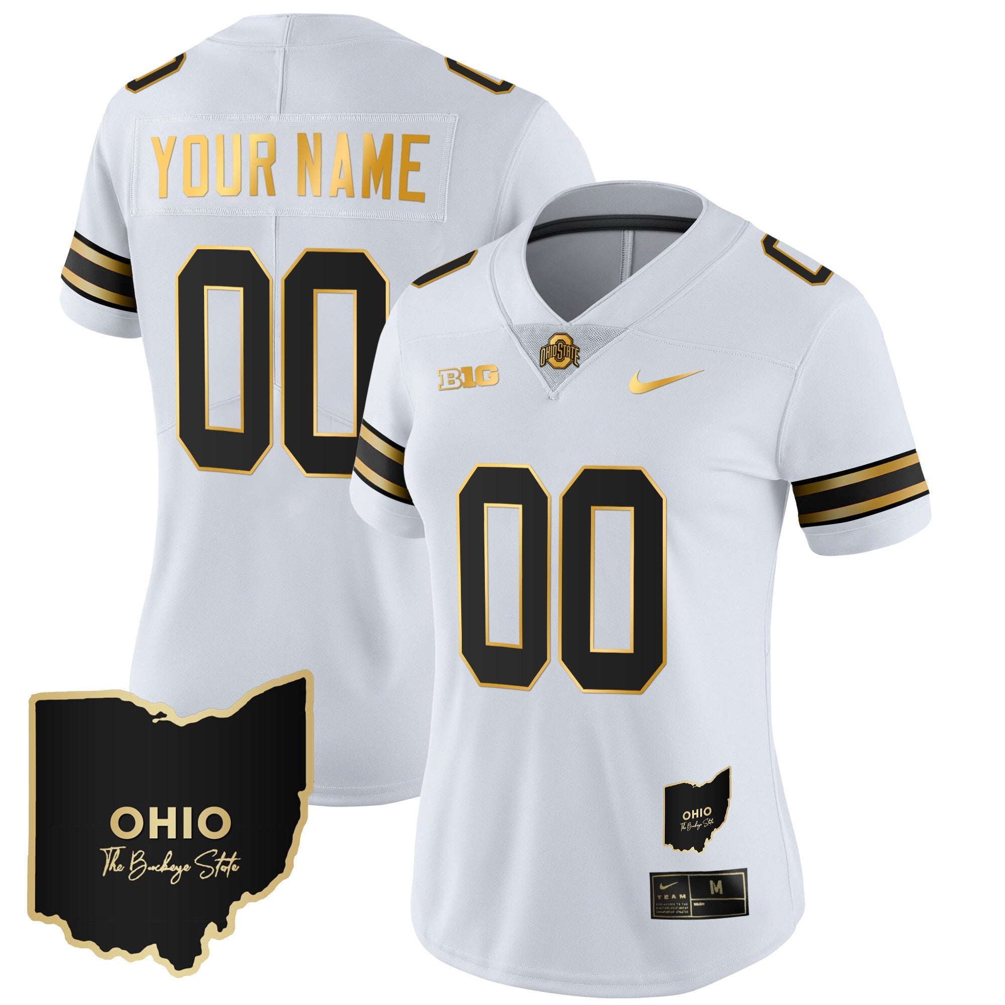 Ohio State Buckeyes 2023 Vapor Limited Gold Custom Jersey - Ohio Patch - All Stitched