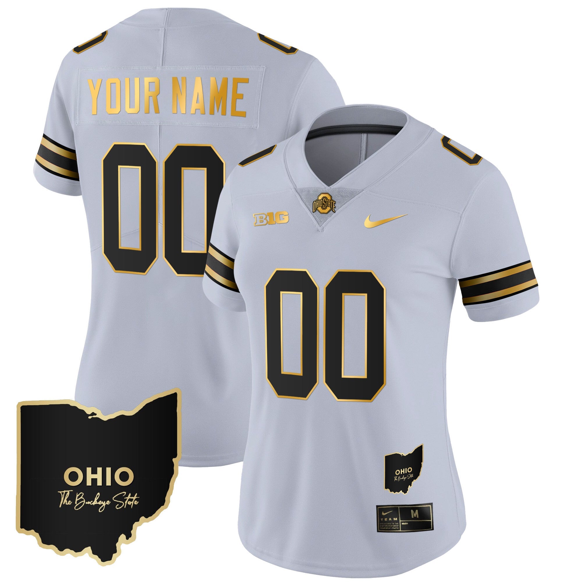 Ohio State Buckeyes 2023 Vapor Limited Gold Custom Jersey - Ohio Patch - All Stitched