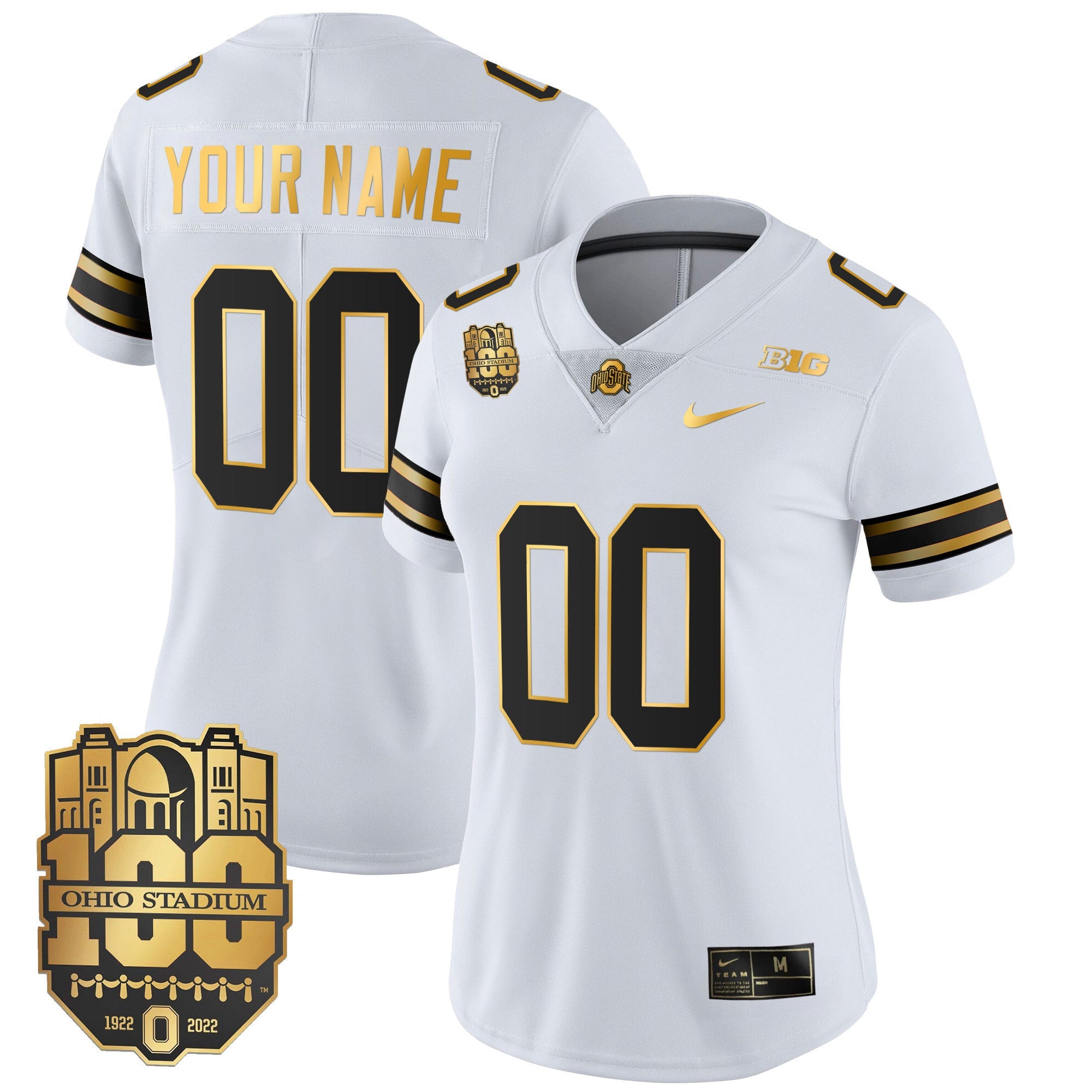 Ohio State Buckeyes Gold Custom Jersey - All Stitched