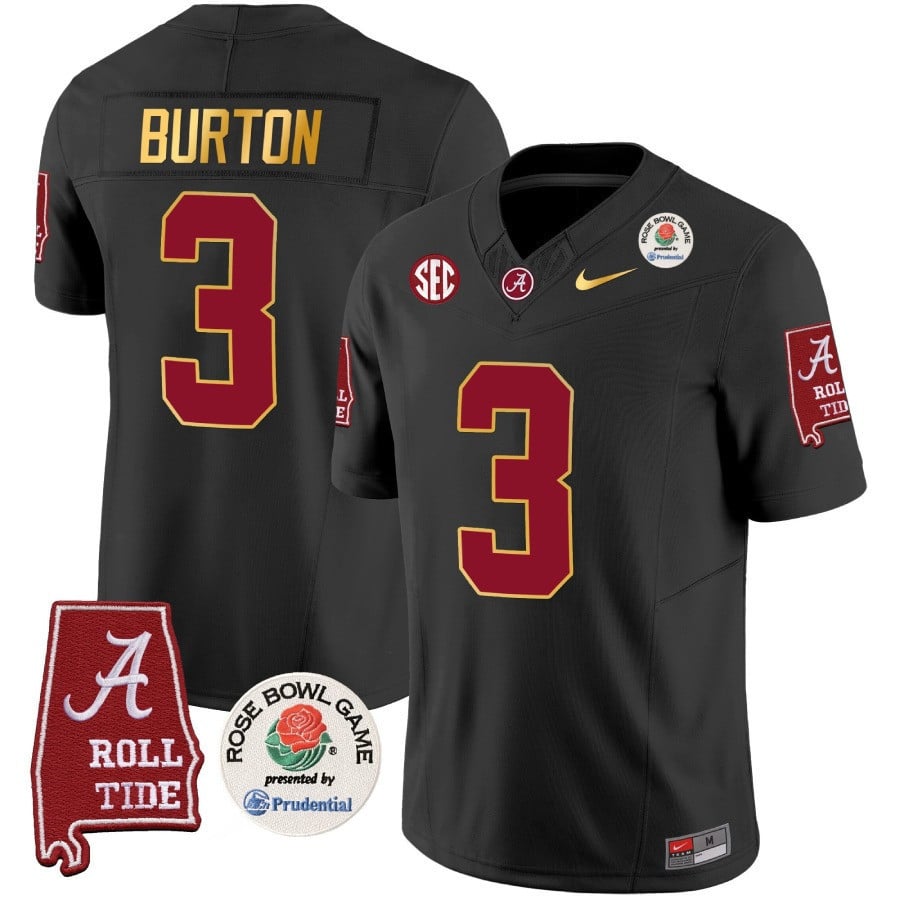 Men's Alabama Crimson Tide Rose Bowl Patch Gold Trim Vapor Limited Jersey - All Stitched