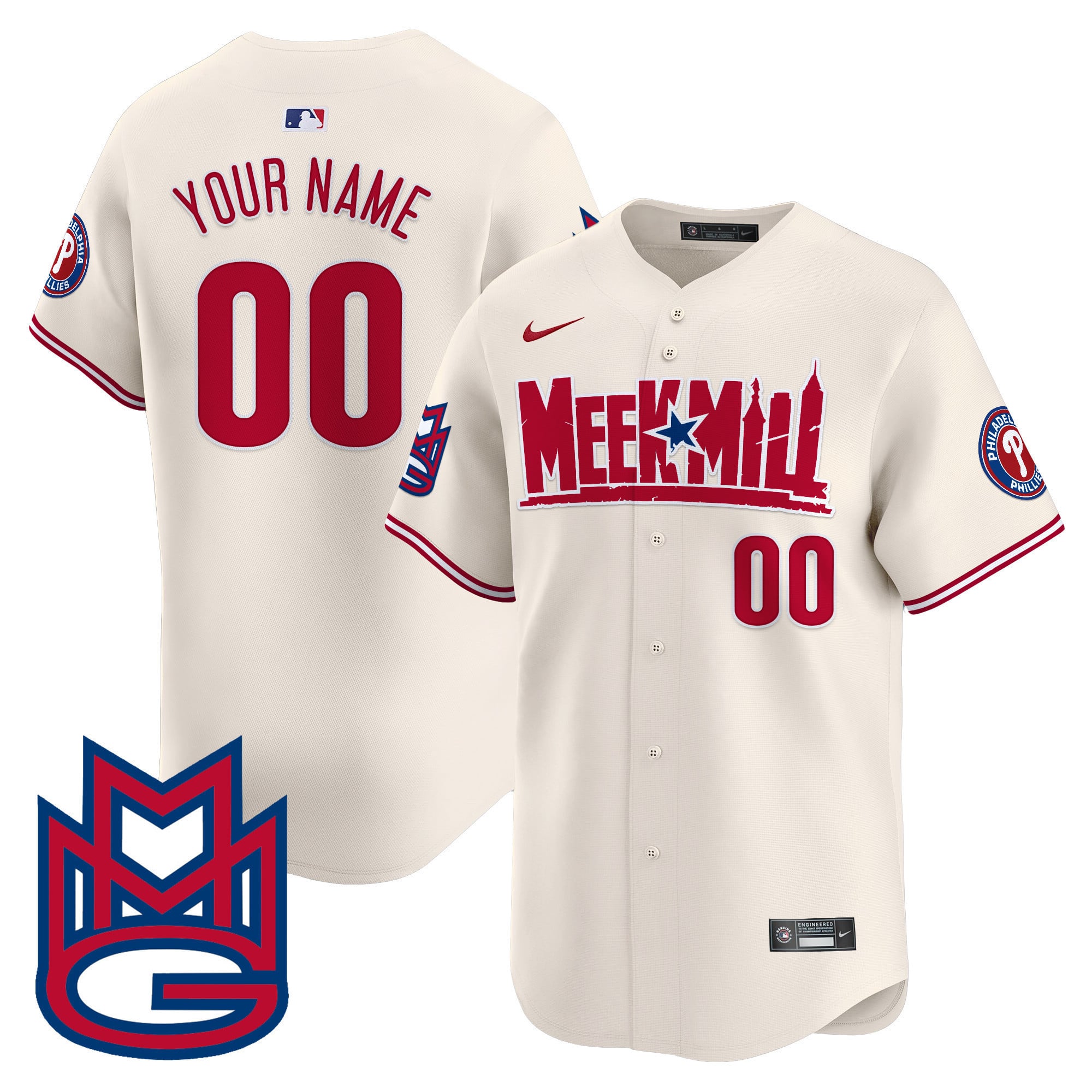 Phillies Meek Mill Vapor Premier Limited Custom Jersey - All Stitched