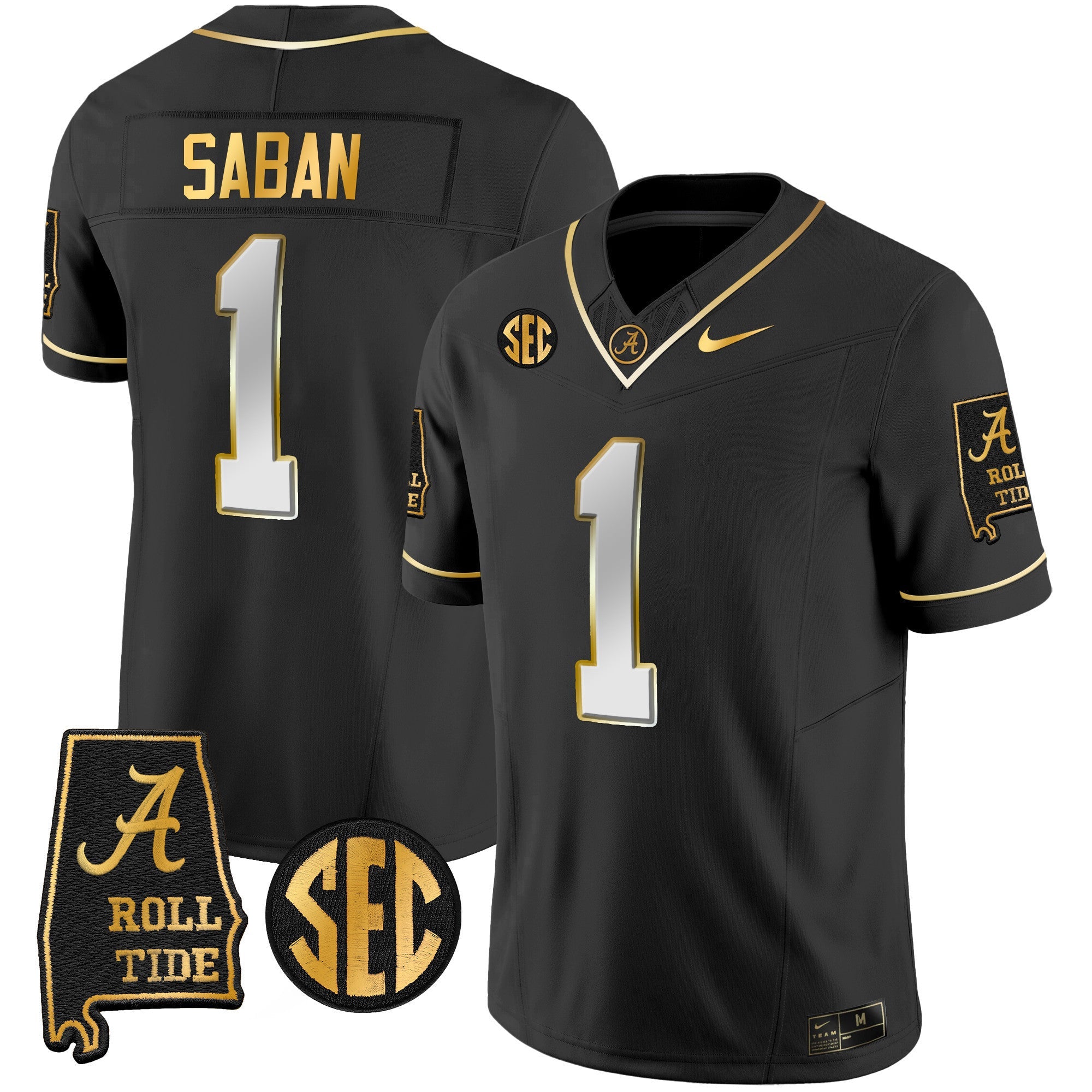 Men's Alabama Crimson Tide Vapor Gold Jersey V3 - Alabama Map - All Stitched