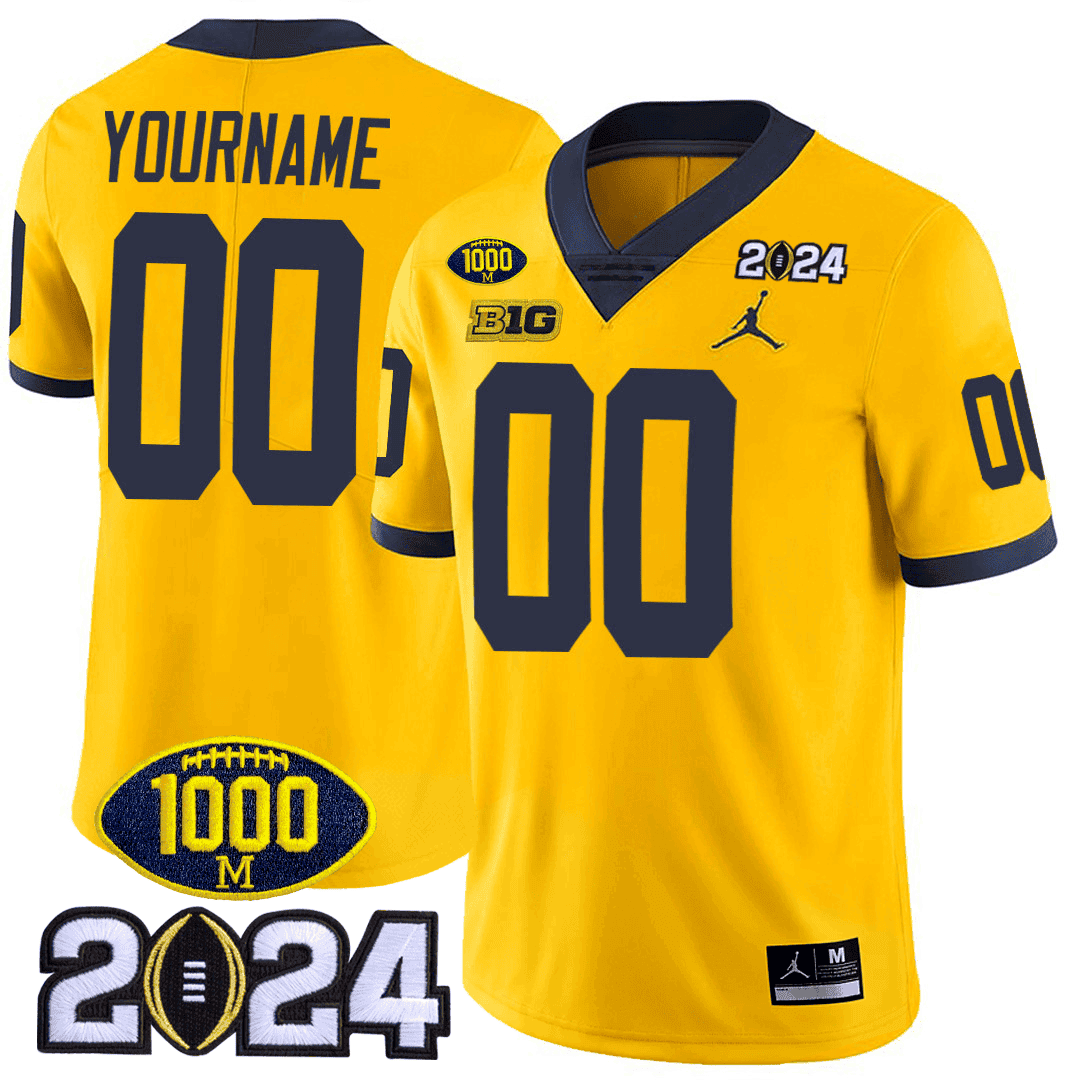 Michigan Wolverines 1000 Wins & 2024 College Bowl Patch Vapor Limited Custom Jersey - All Stitched