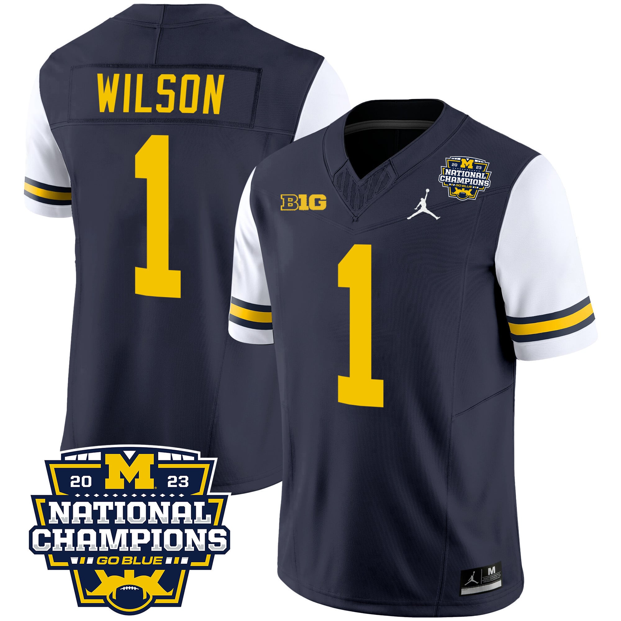 Men's Michigan Wolverines 2023 National Champions Patch Vapor Jersey V2 - All Stitched