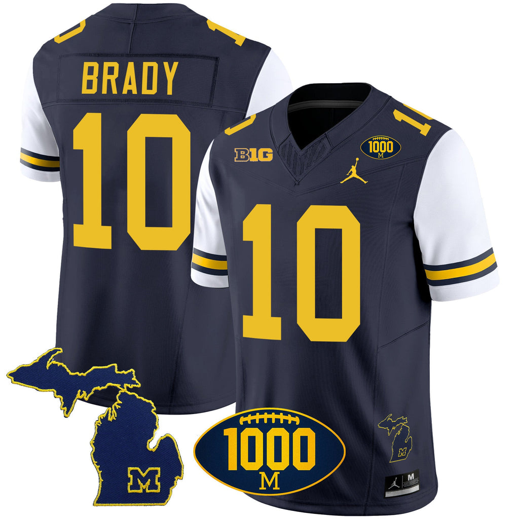 Men's Michigan Wolverines 1000 Wins Patch Vapor Jersey V3 - All Stitched