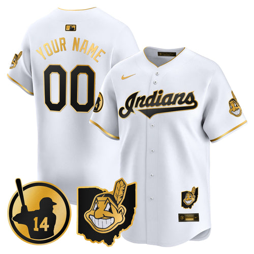 Custom Cleveland Indians Larry Doby Patch Vapor Premier Limited Jersey - All Stitched