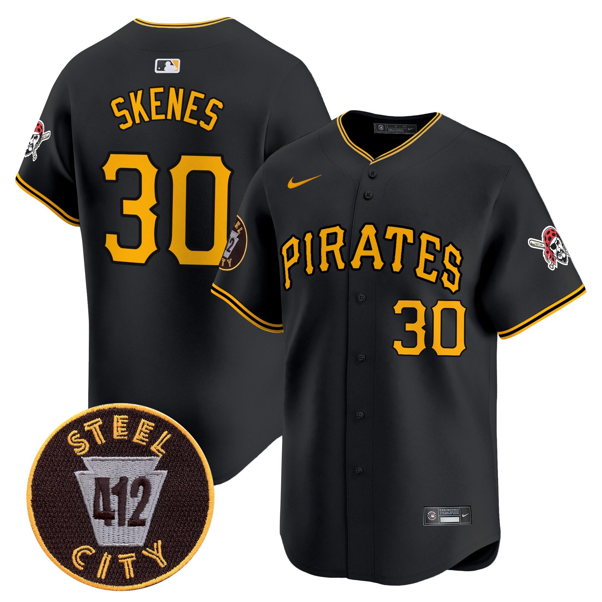 Men's Pittsburgh Pirates 412 Patch Vapor Premier Limited Jersey V3 - All Stitched