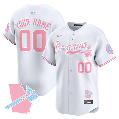 Custom Name/Gender Atlanta Braves Bubblegum Pink Vapor Premier Limited Jersey - All Stitched