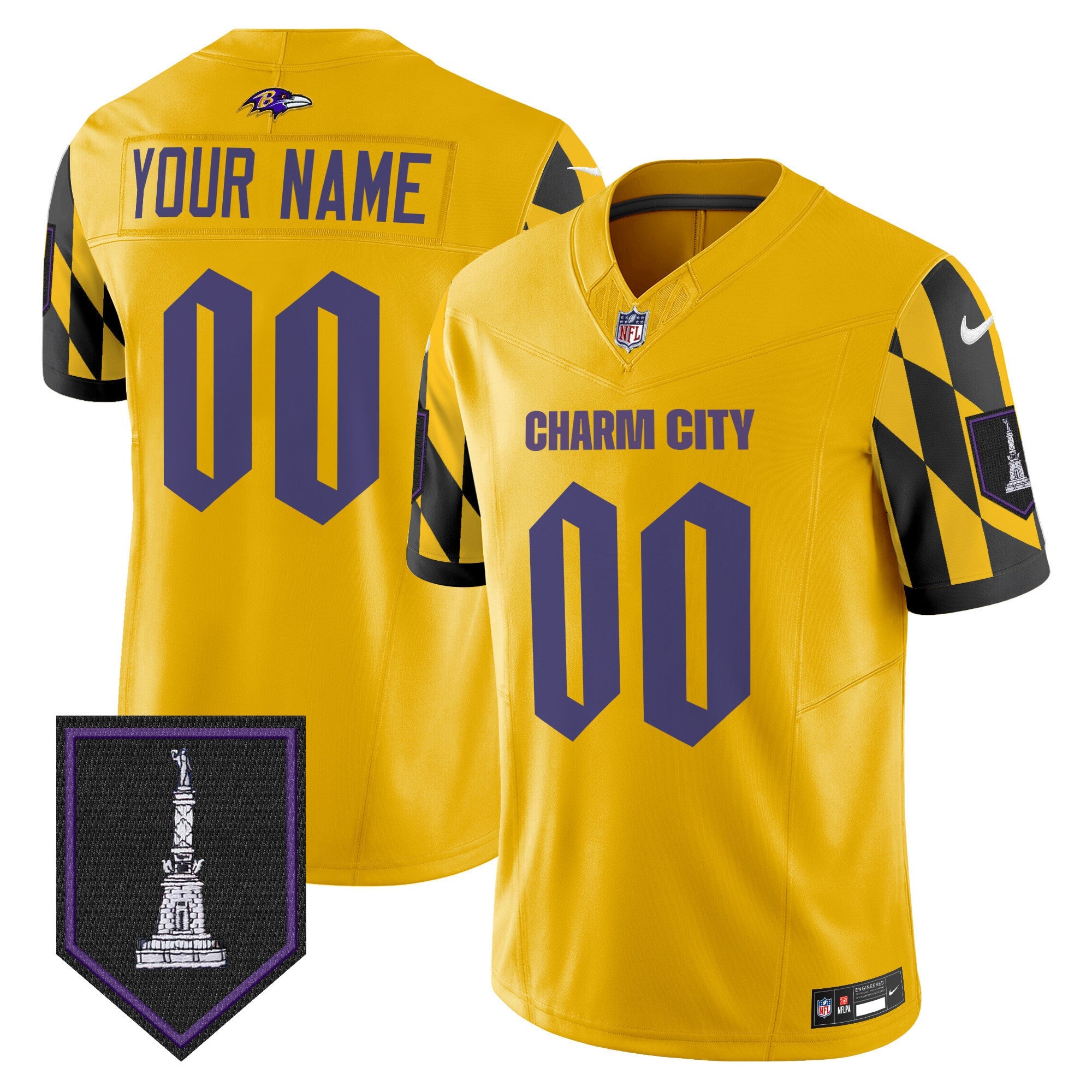Ravens City Edition Patch Vapor Limited Custom Jersey - All Stitched