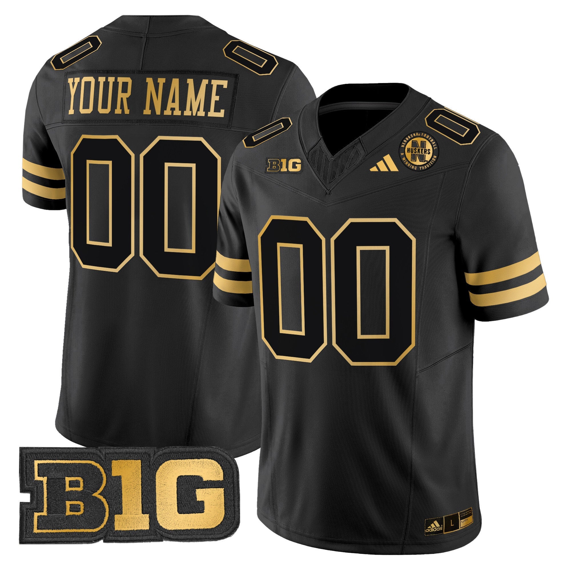 Nebraska Cornhuskers 2024 Gold Vapor Limited Custom Jersey - All Stitched