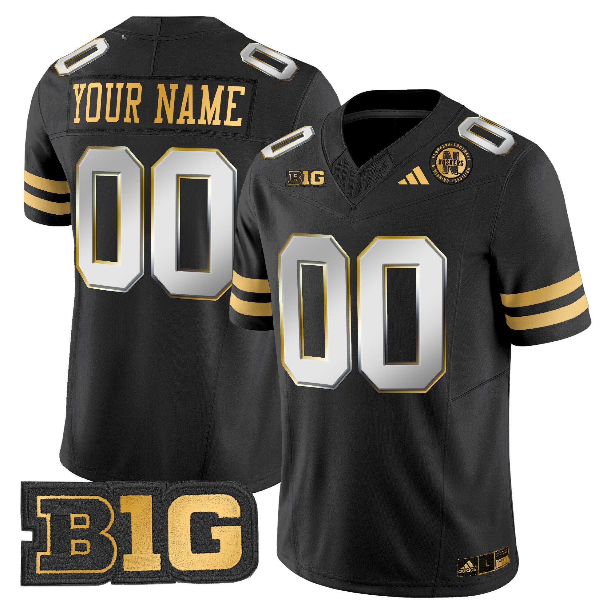 Nebraska Cornhuskers 2024 Gold Vapor Limited Custom Jersey - All Stitched