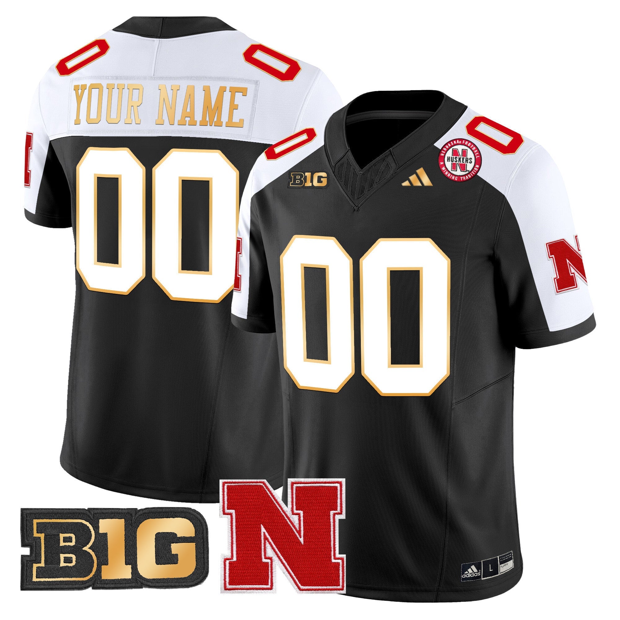 Nebraska Cornhuskers 2024 Gold Trim Vapor Limited Custom Jersey - All Stitched