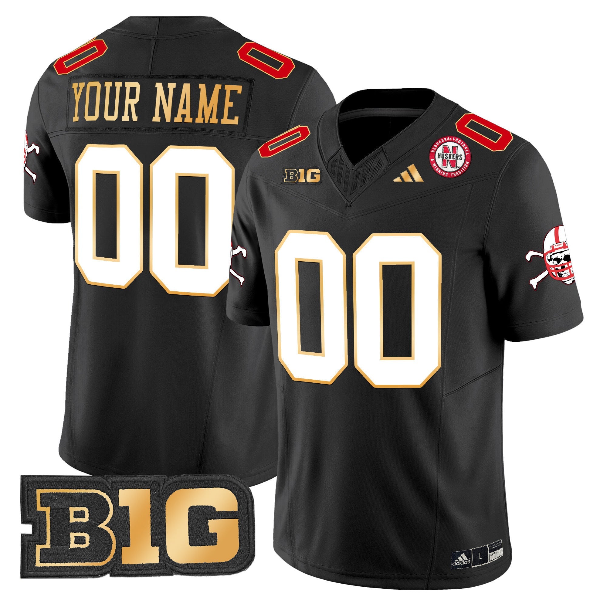 Nebraska Cornhuskers 2024 Gold Trim Vapor Limited Custom Jersey - All Stitched