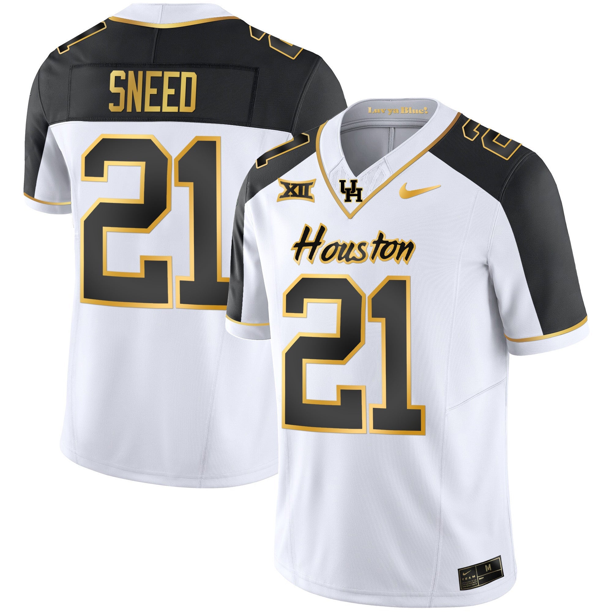 Men's Houston Cougars 2023 Oilers Inspired Gold Jersey - All Stitched