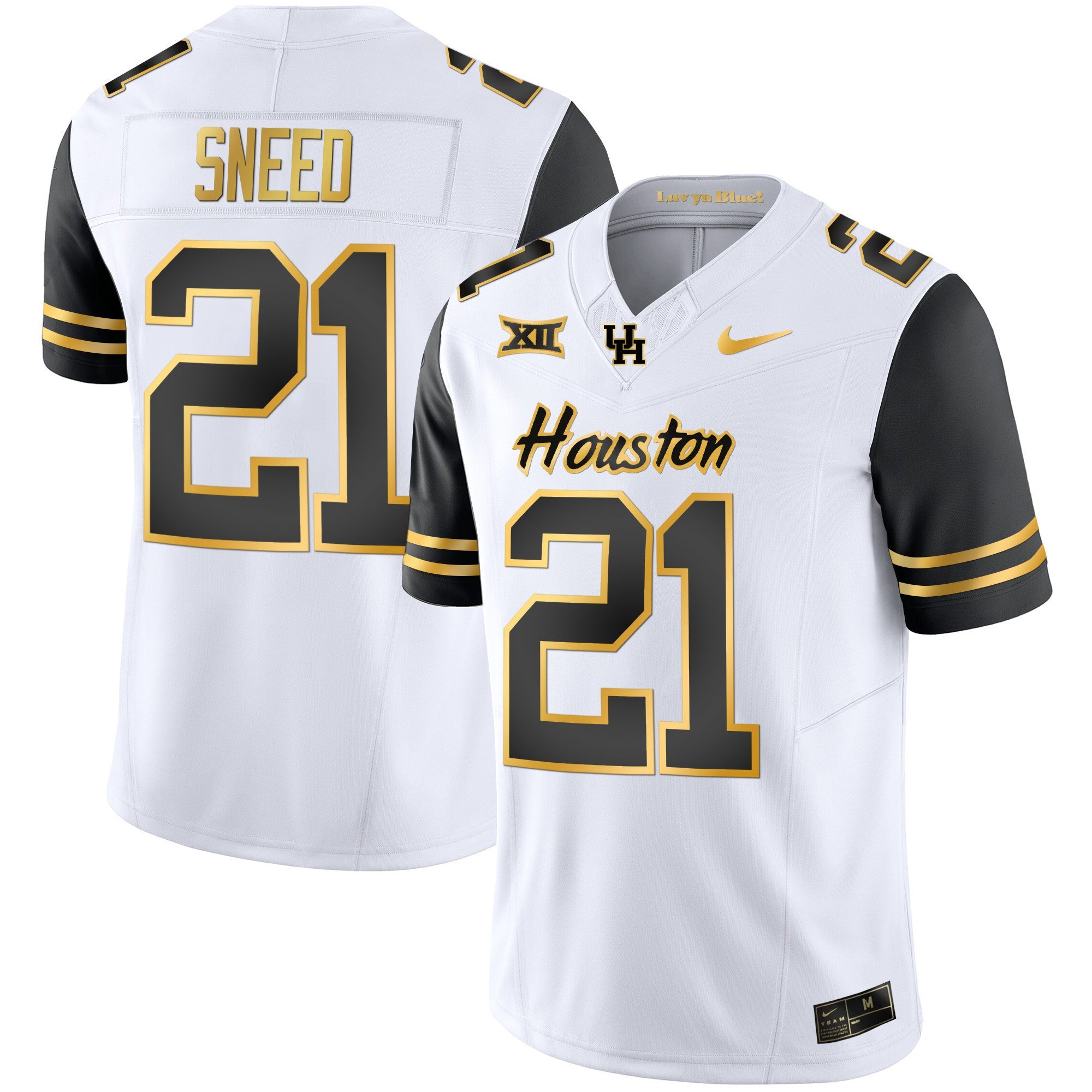Men's Houston Cougars 2023 Oilers Inspired Gold Jersey - All Stitched