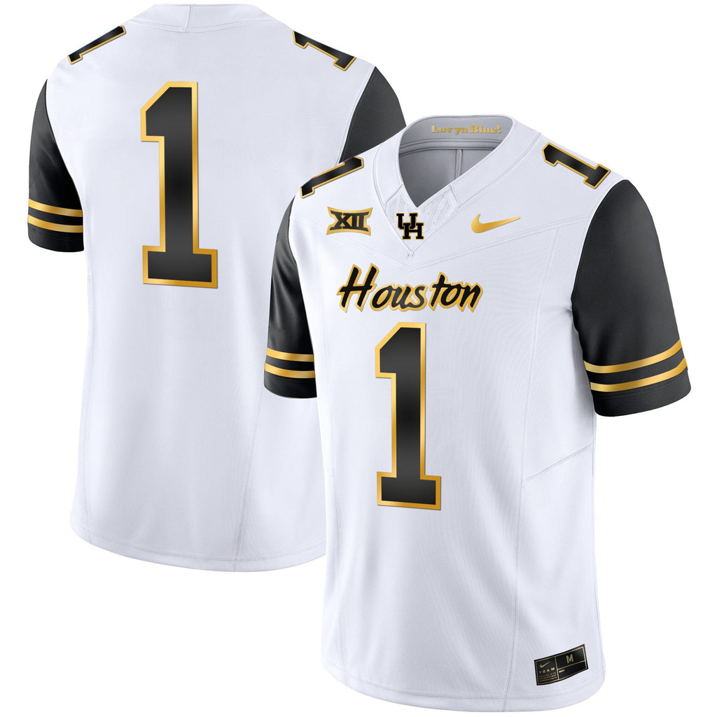 Men's Houston Cougars 2023 Oilers Inspired Gold Jersey - All Stitched