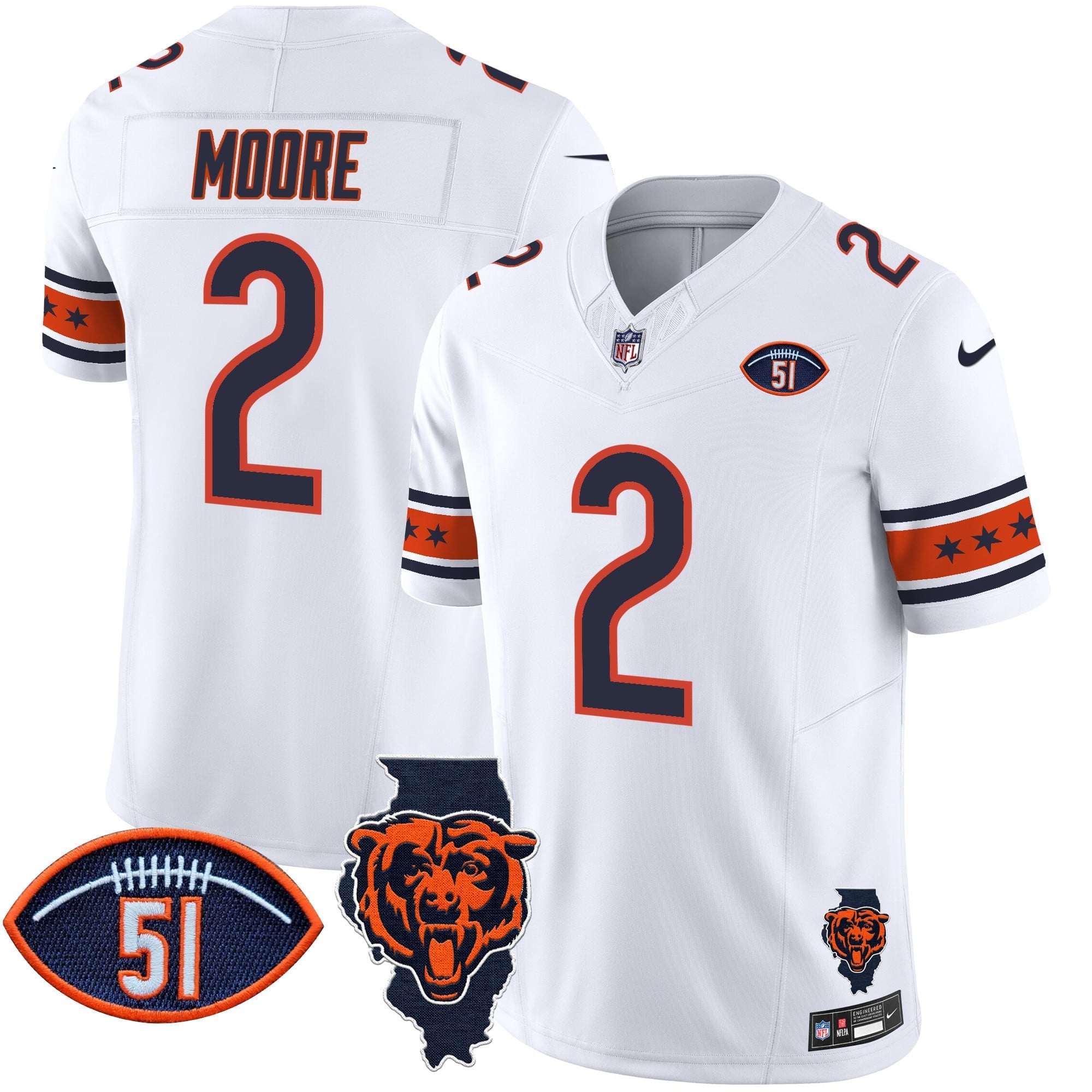 Men's Bears Illinois & Dick Butkus Patch Vapor Limited Jersey - All Stitched