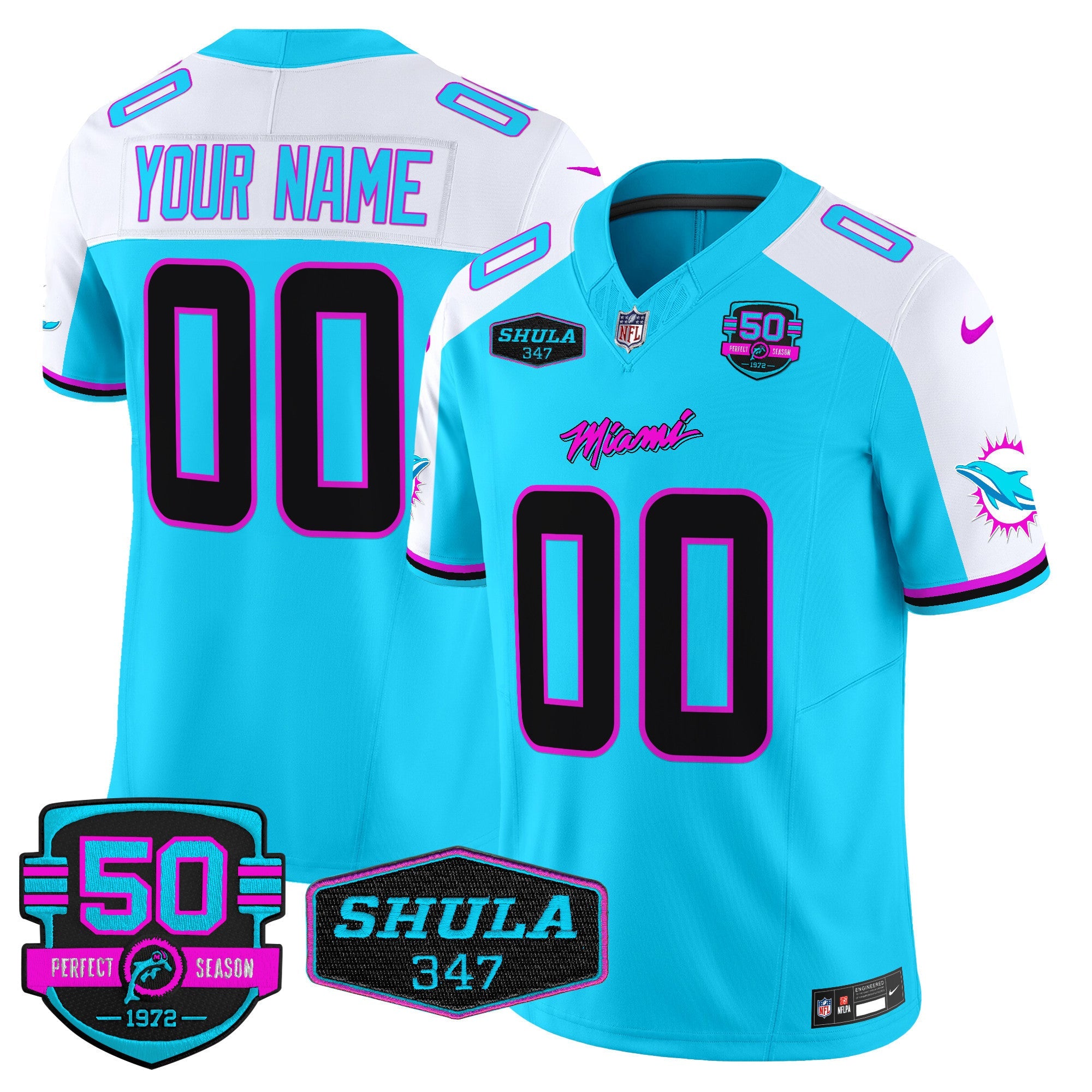 Custom Gender/Name Dolphins Miami Vice Vapor Limited Jersey V4 - All Stitched