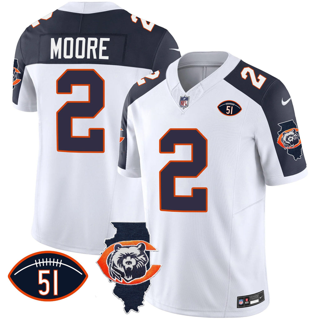 Men's Bears Throwback Illinois Patch Vapor Jersey - All Stitched