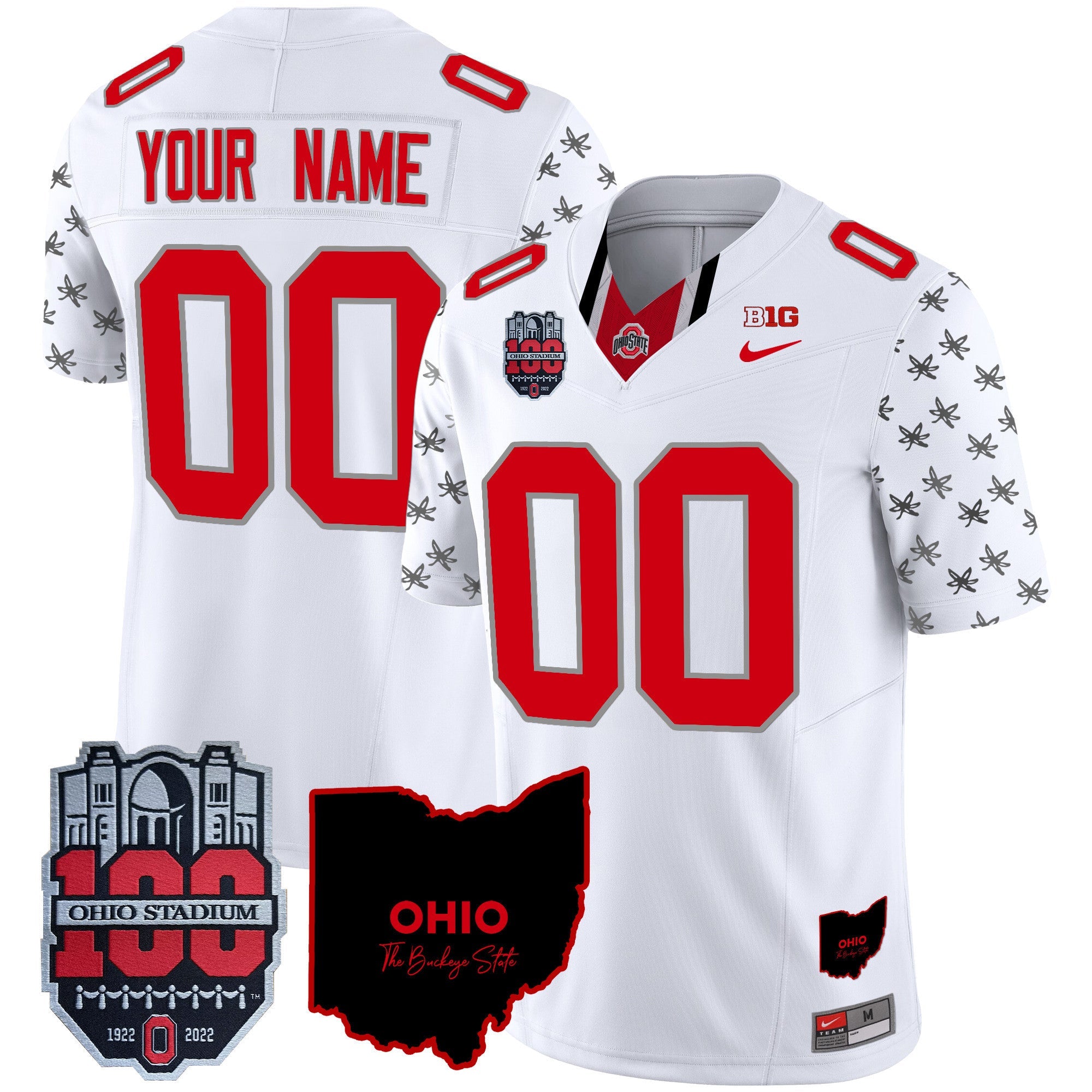 Custom Name/Gender Ohio State Buckeyes 100th Anniversary Patch Vapor Limited Jersey - All Stitched