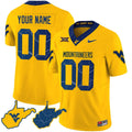Custom Name/Gender West Virginia Mountaineers 2023 Country Roads Jersey - All Stitched - Gold Sleeves