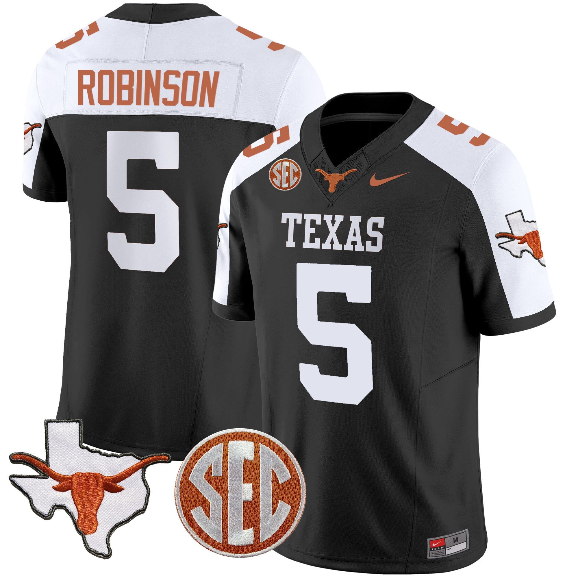 Men's Texas Longhorns State Map & Sec Patch Vapor Limited Jersey V5 - All Stitched
