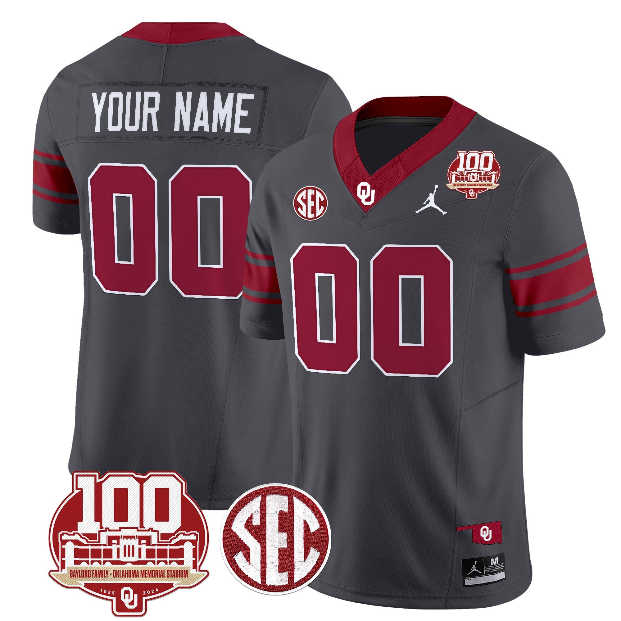 Custom Name/Gender Oklahoma Sooners 100th Anniversary Patch Vapor Limited Jersey - All Stitched