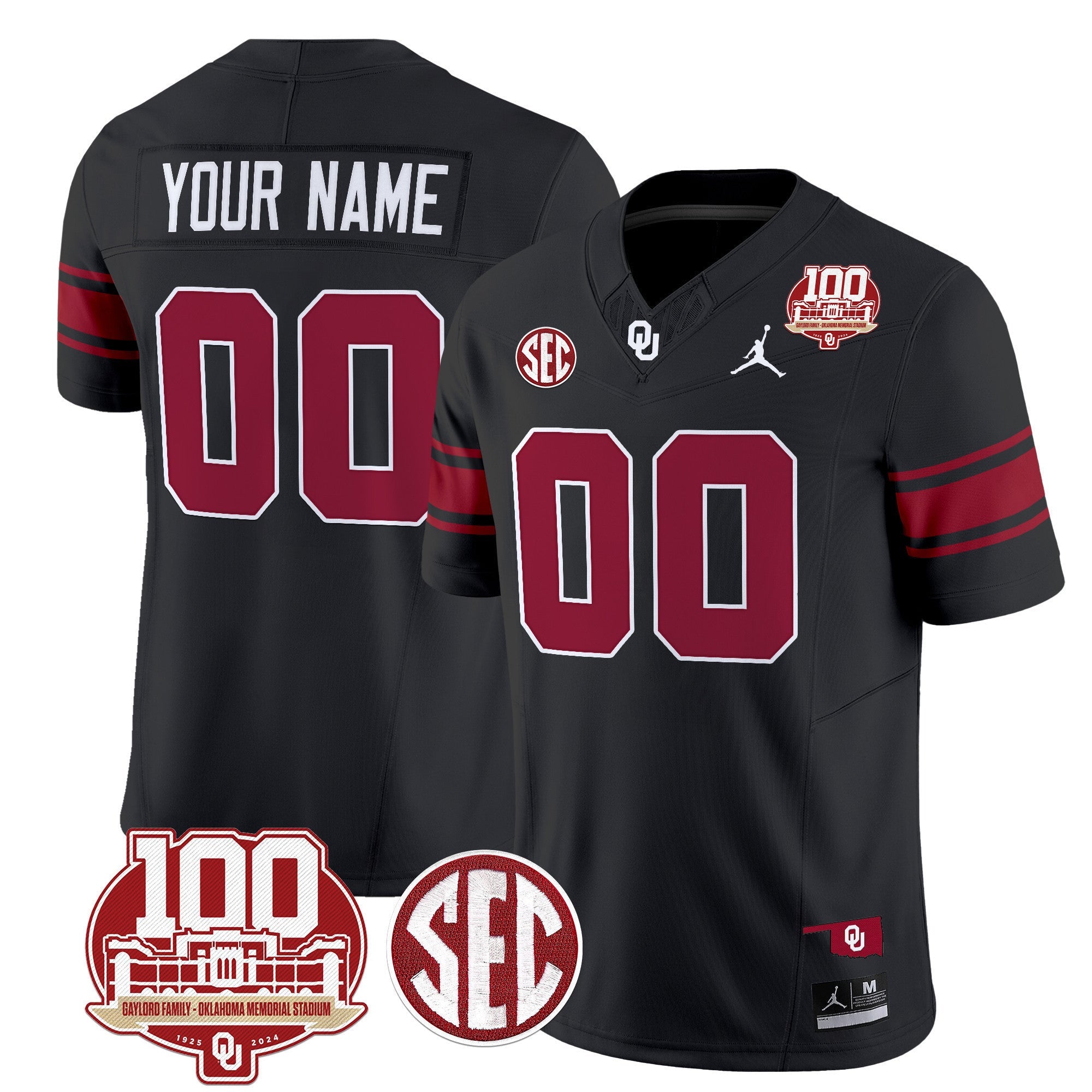 Custom Name/Gender Oklahoma Sooners 100th Anniversary Patch Vapor Limited Jersey - All Stitched