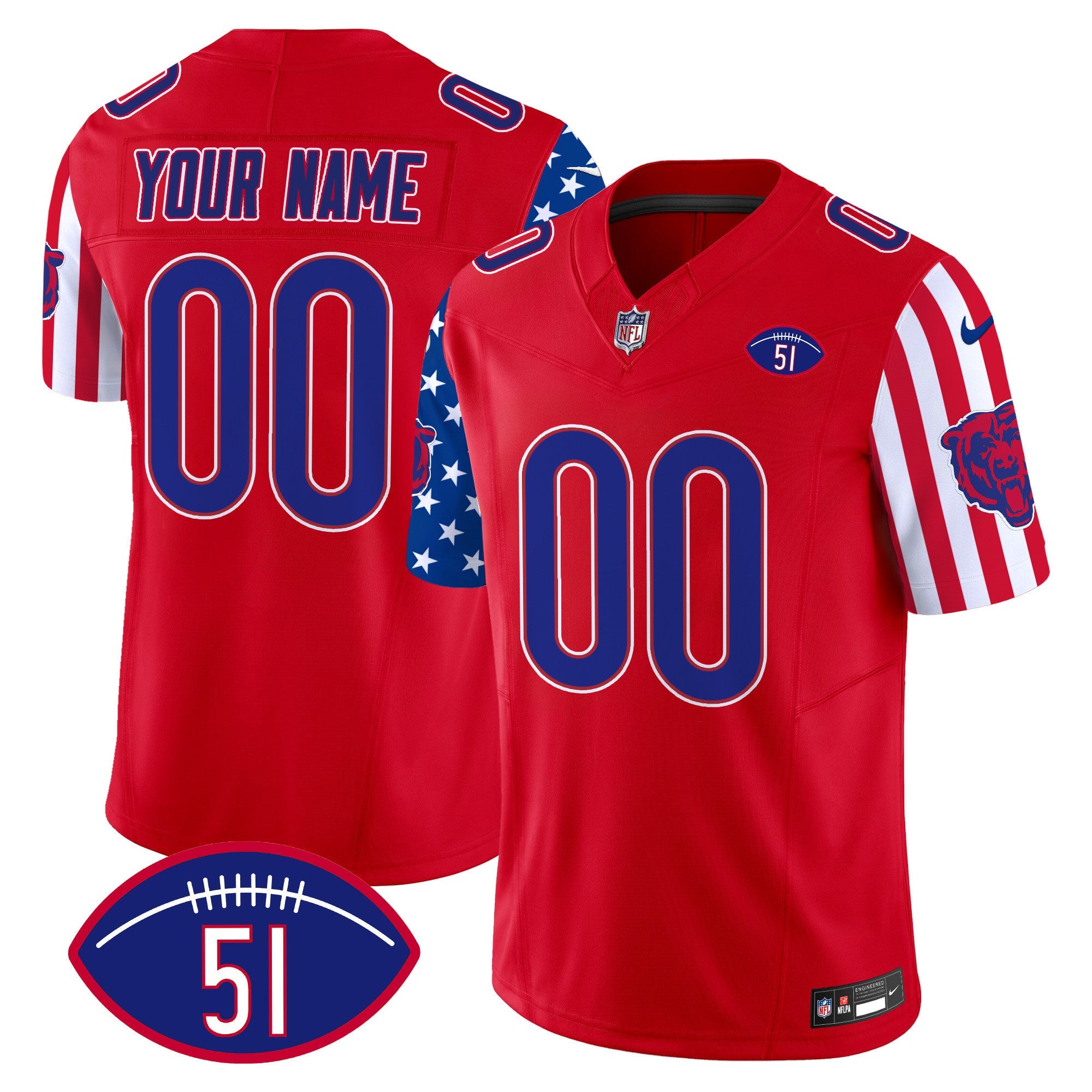 Custom Name/Gender Bears American Style Vapor Limited Jersey - All Stitched