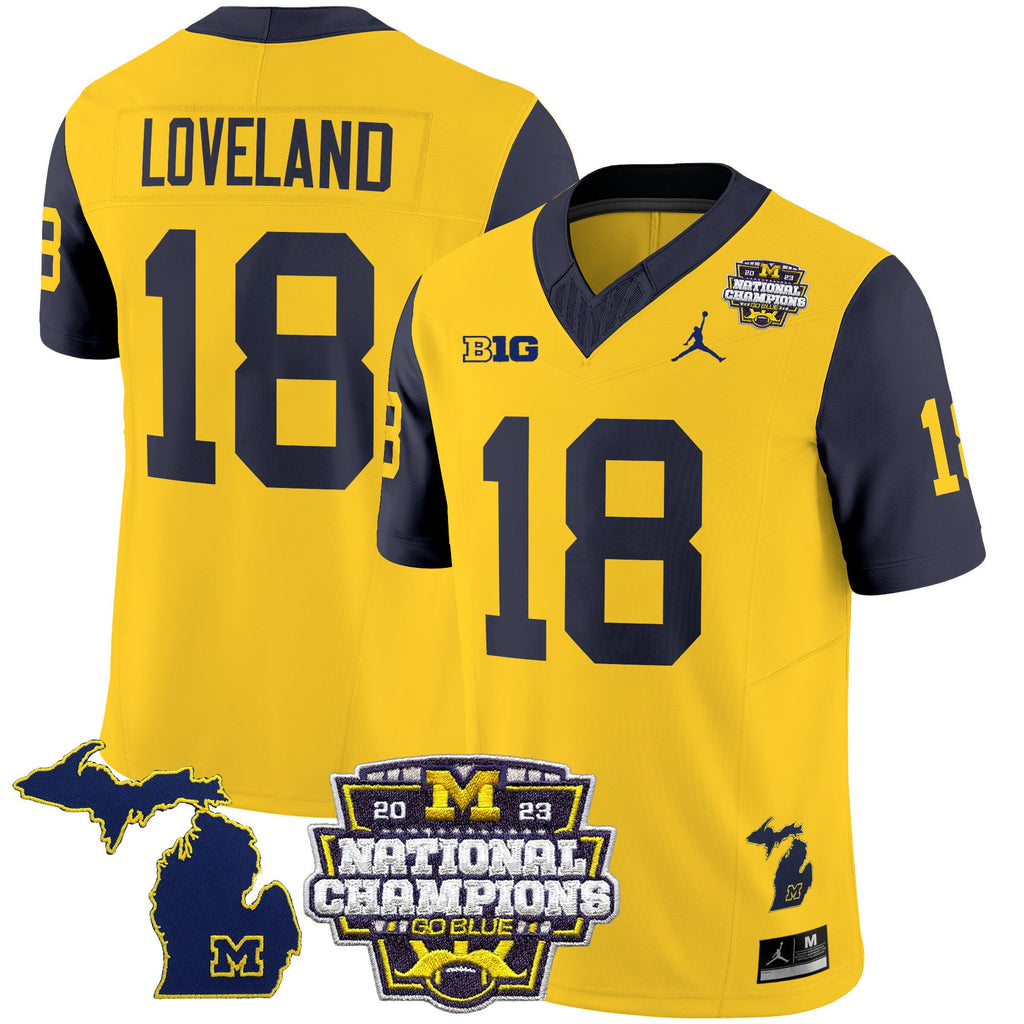 Men's Michigan Wolverines 2023 National Champions Patch Vapor Jersey V6 - All Stitched