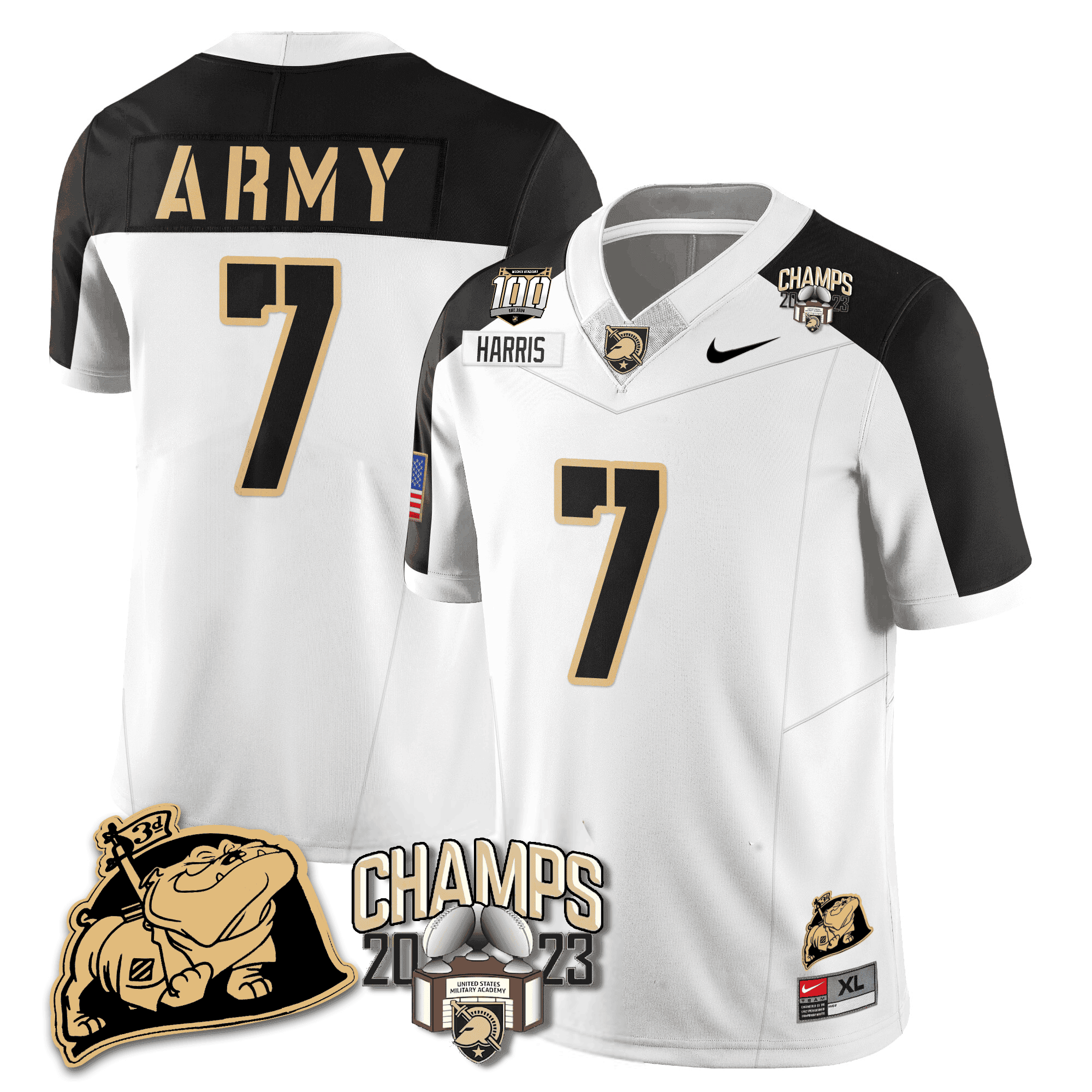Men's Army Black Knights 2023 CIC Trophy Champion Patch Jersey - All Stitched