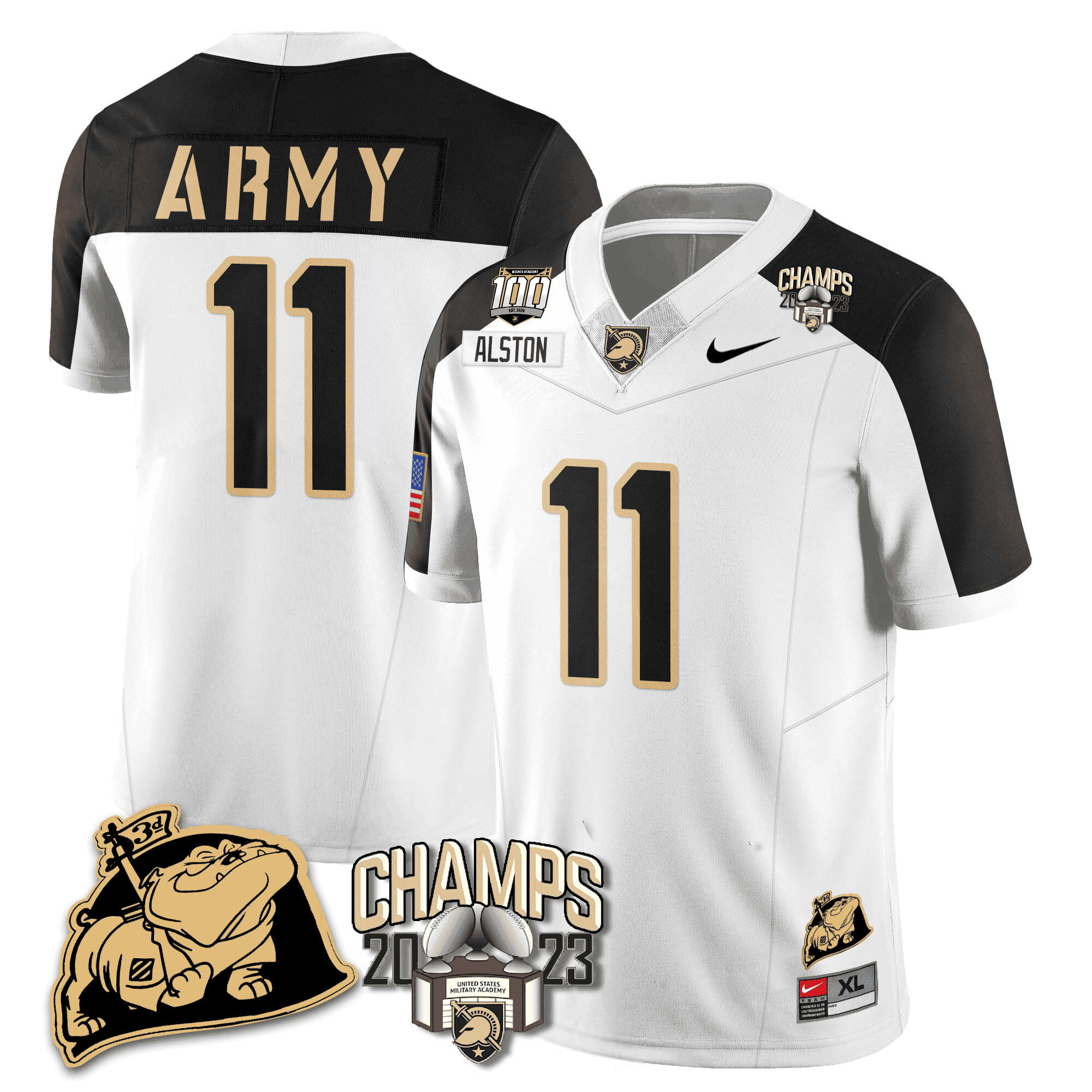 Men's Army Black Knights 2023 CIC Trophy Champion Patch Jersey - All Stitched