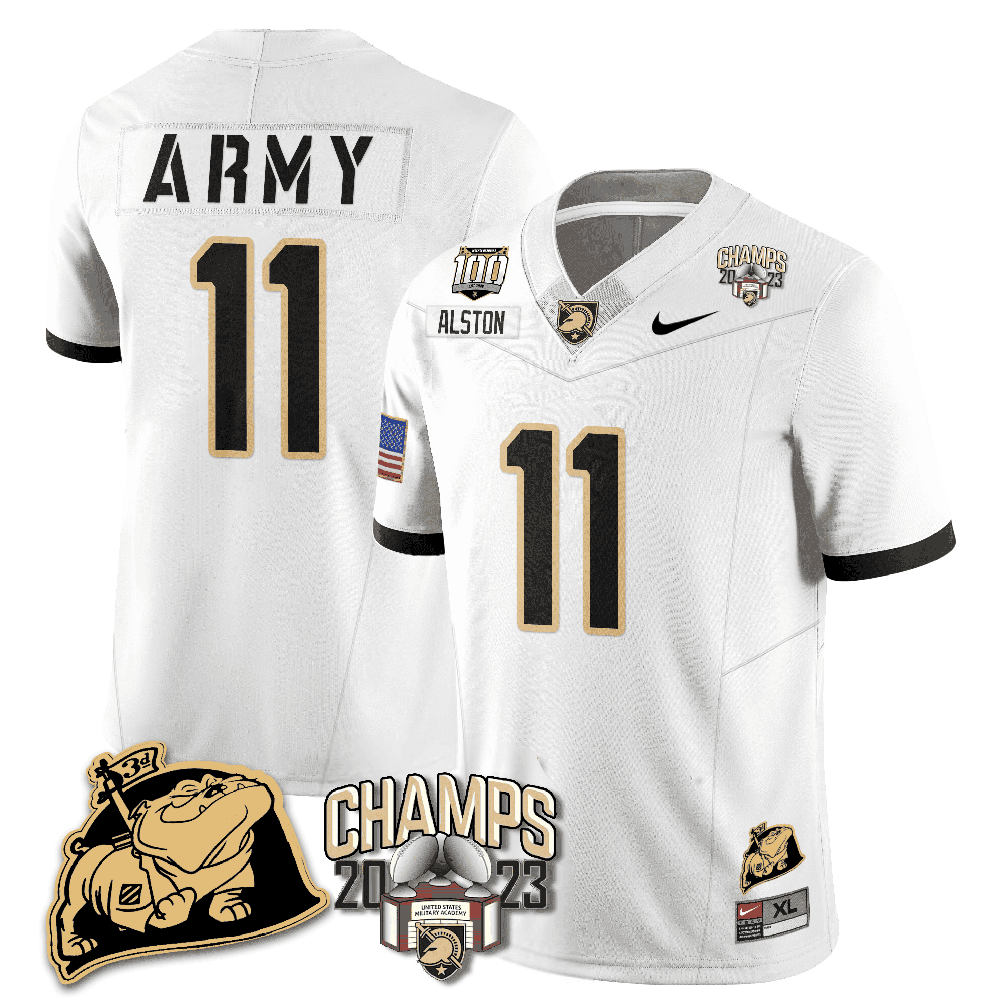 Men's Army Black Knights 2023 CIC Trophy Champion Patch Jersey - All Stitched