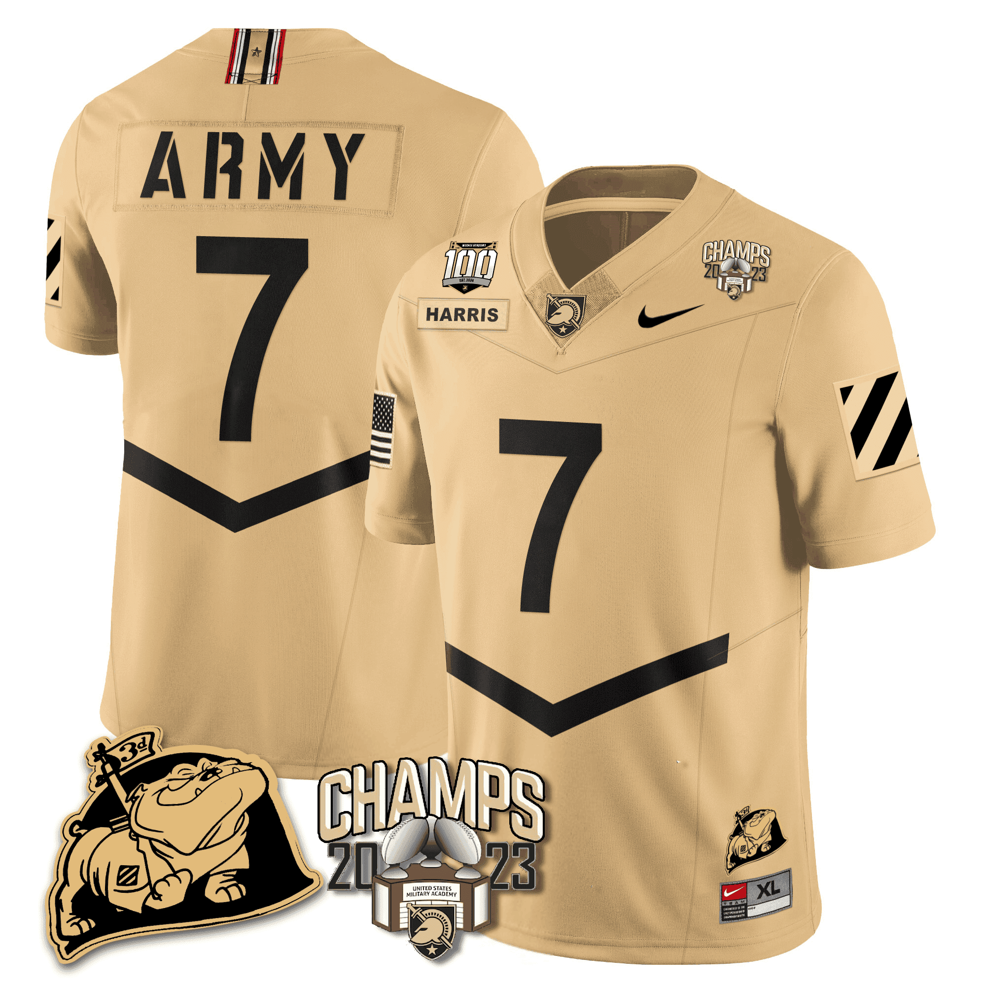 Men's Army Black Knights 2023 CIC Trophy Champion Patch Jersey - All Stitched