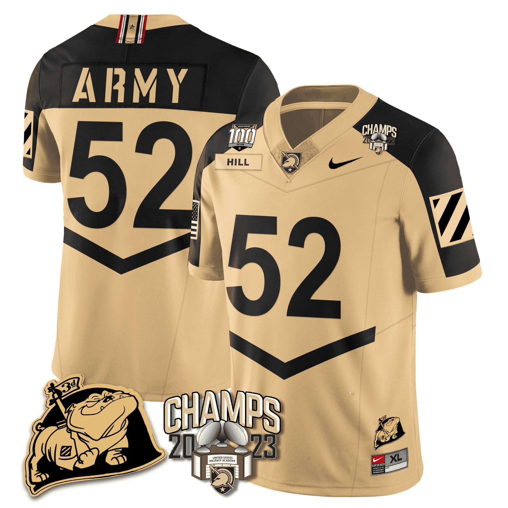 Men's Army Black Knights 2023 CIC Trophy Champion Patch Jersey - All Stitched