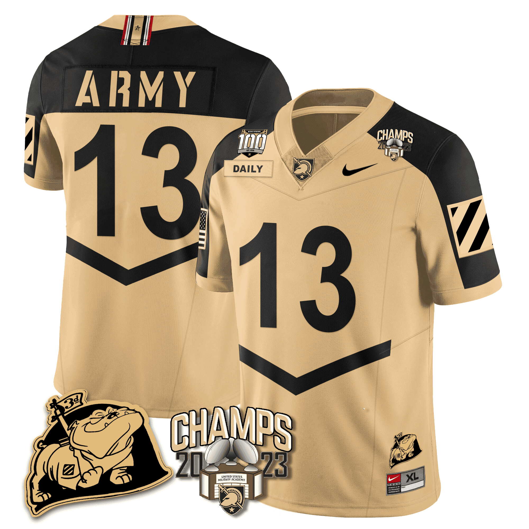 Men's Army Black Knights 2023 CIC Trophy Champion Patch Jersey - All Stitched