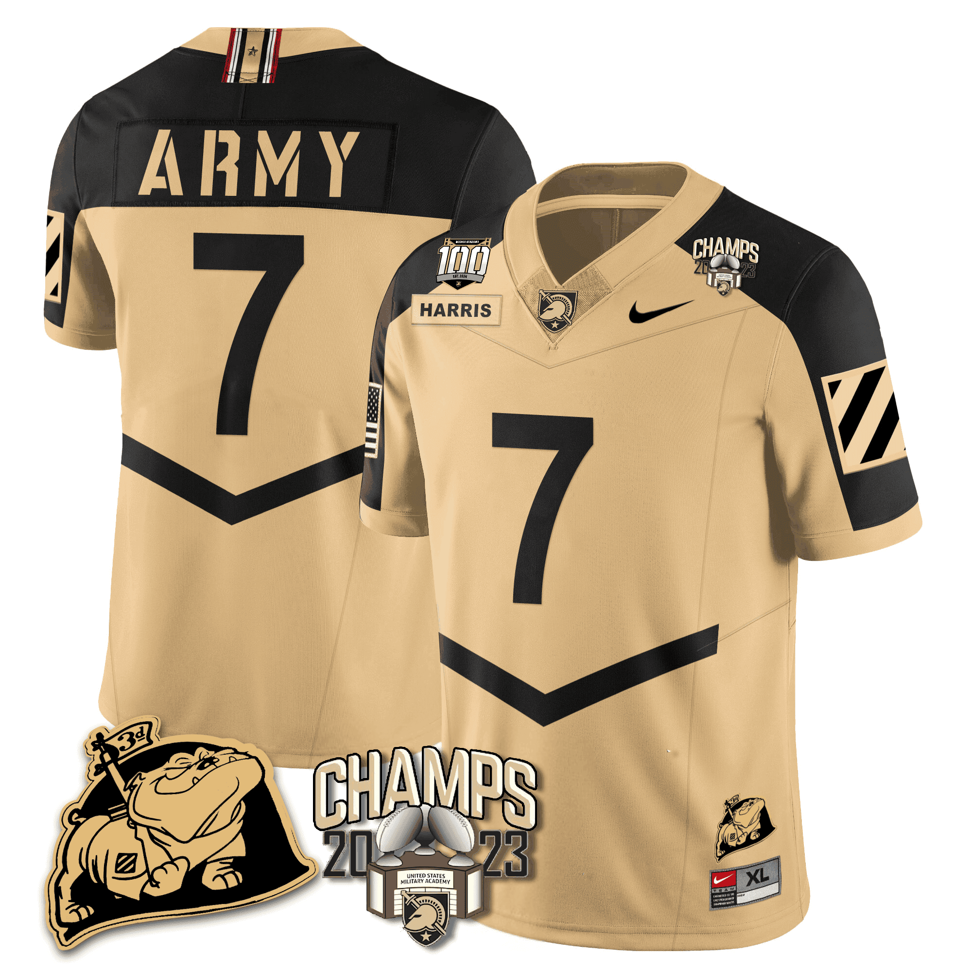 Men's Army Black Knights 2023 CIC Trophy Champion Patch Jersey - All Stitched