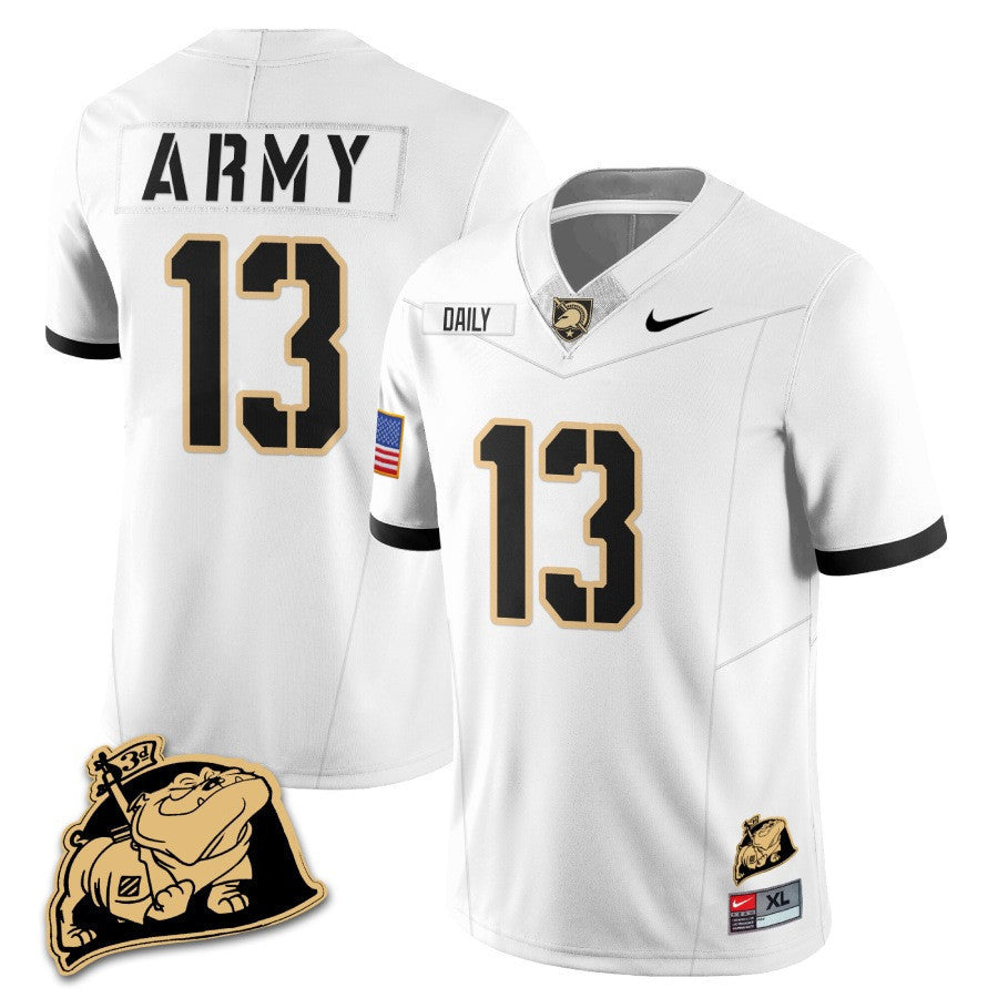 Men? Army Black Knights Rocky The Bulldog Patch Jersey - All Stitched