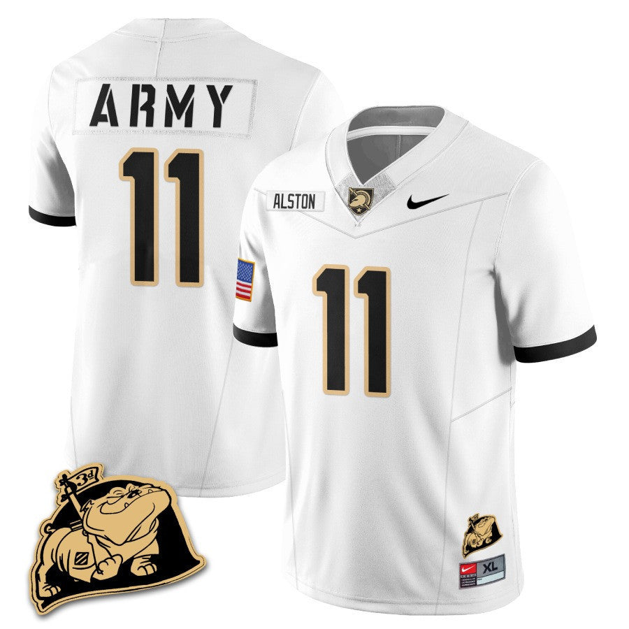 Men? Army Black Knights Rocky The Bulldog Patch Jersey - All Stitched