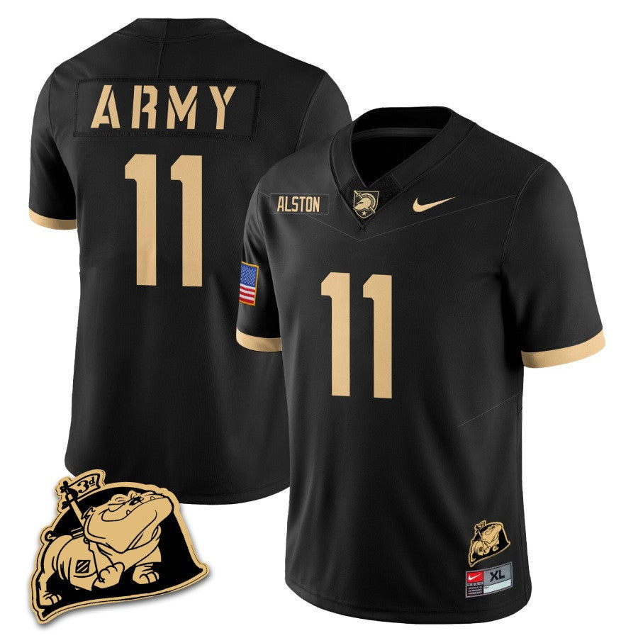Men? Army Black Knights Rocky The Bulldog Patch Jersey - All Stitched