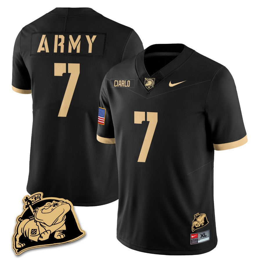 Men? Army Black Knights Rocky The Bulldog Patch Jersey - All Stitched