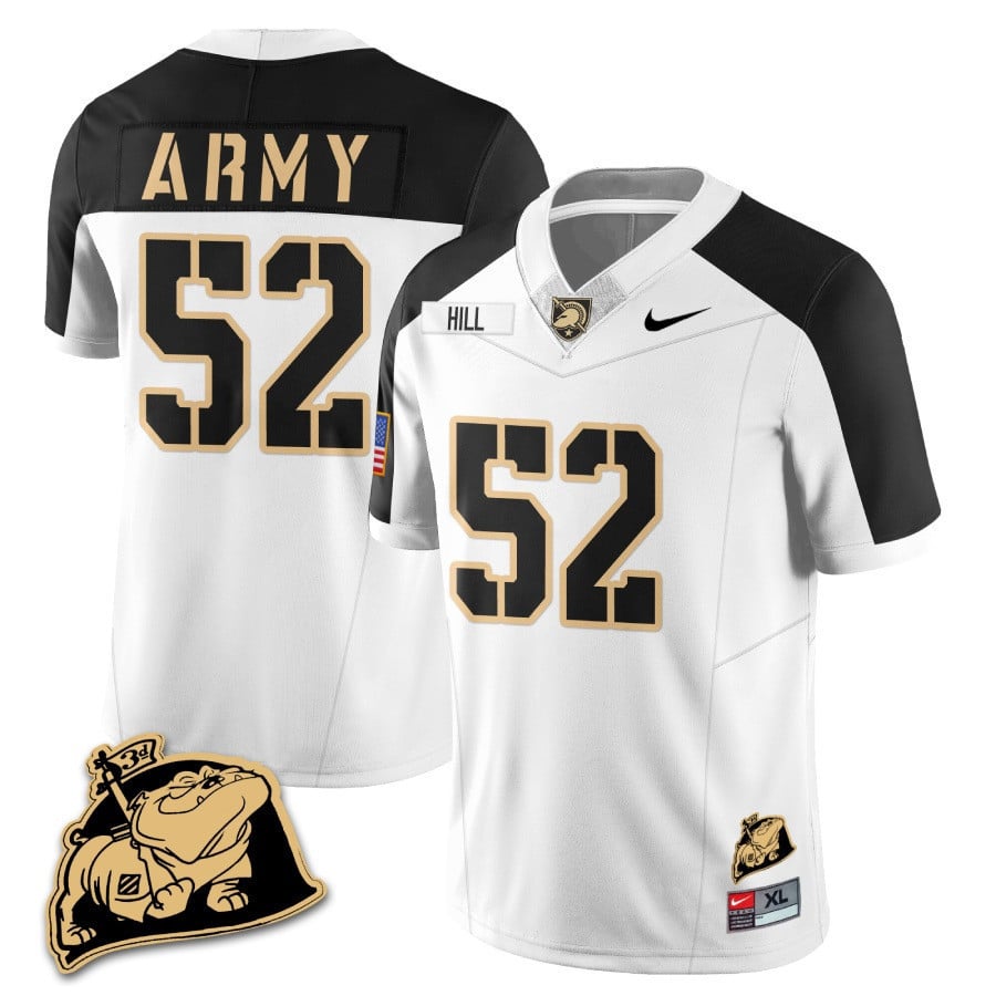 Men? Army Black Knights Rocky The Bulldog Patch Jersey - All Stitched