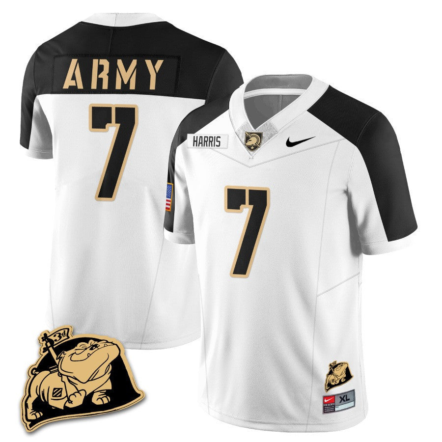 Men? Army Black Knights Rocky The Bulldog Patch Jersey - All Stitched