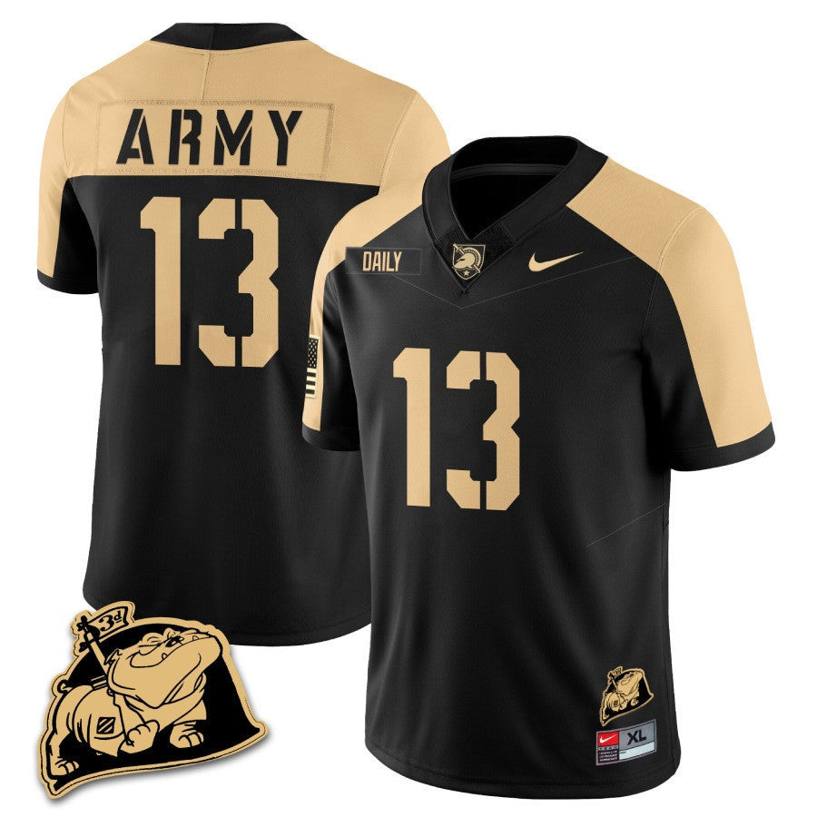 Men? Army Black Knights Rocky The Bulldog Patch Jersey - All Stitched