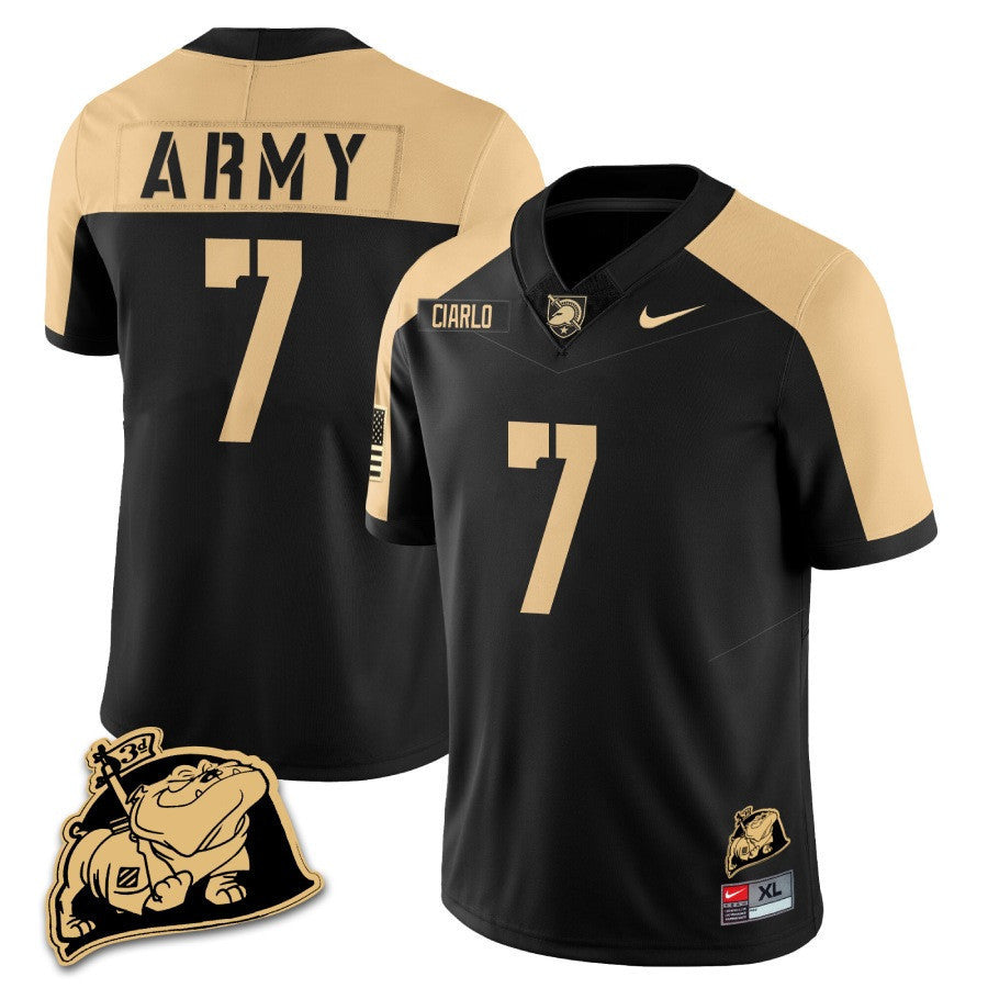 Men? Army Black Knights Rocky The Bulldog Patch Jersey - All Stitched