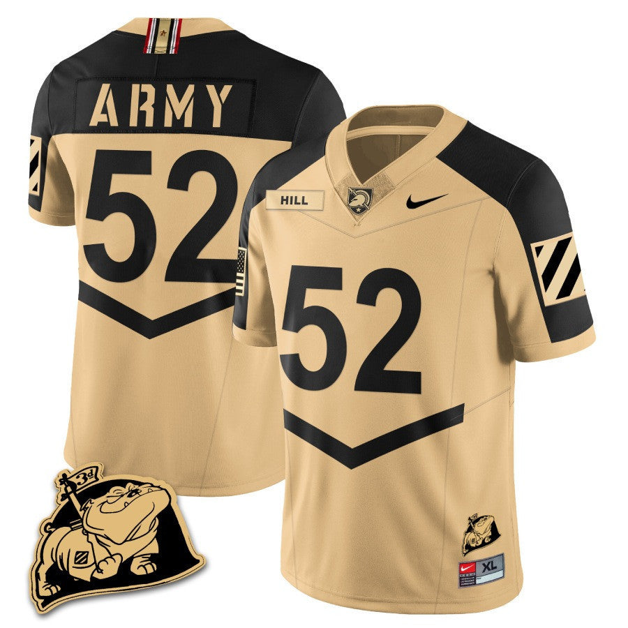 Men? Army Black Knights Rocky The Bulldog Patch Jersey - All Stitched