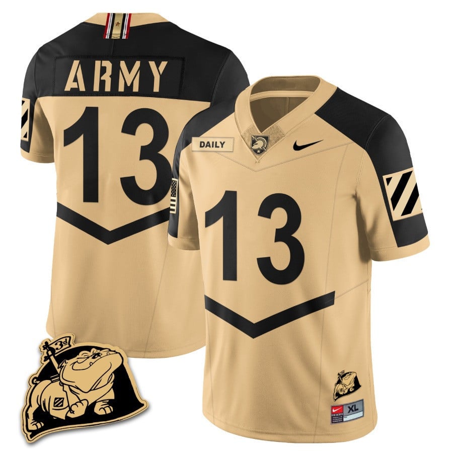 Men? Army Black Knights Rocky The Bulldog Patch Jersey - All Stitched
